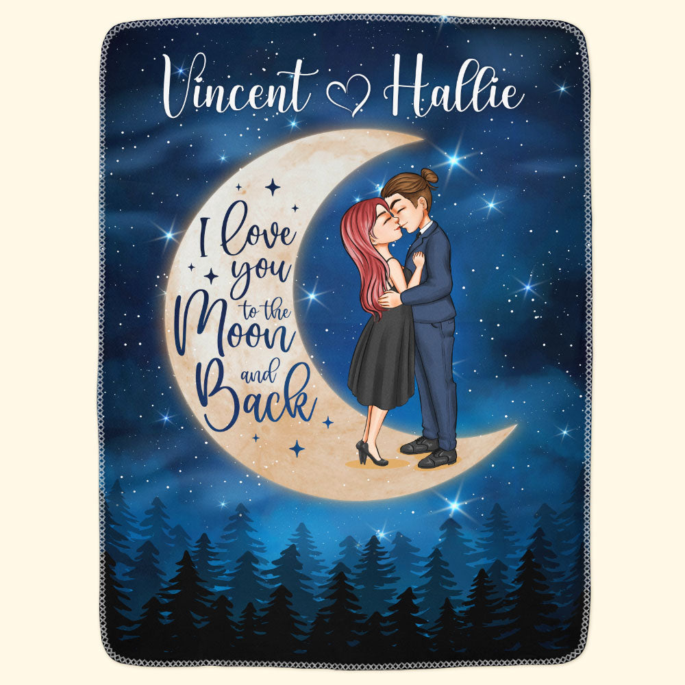 I Love You To The Moon And Back  - Personalized Blanket