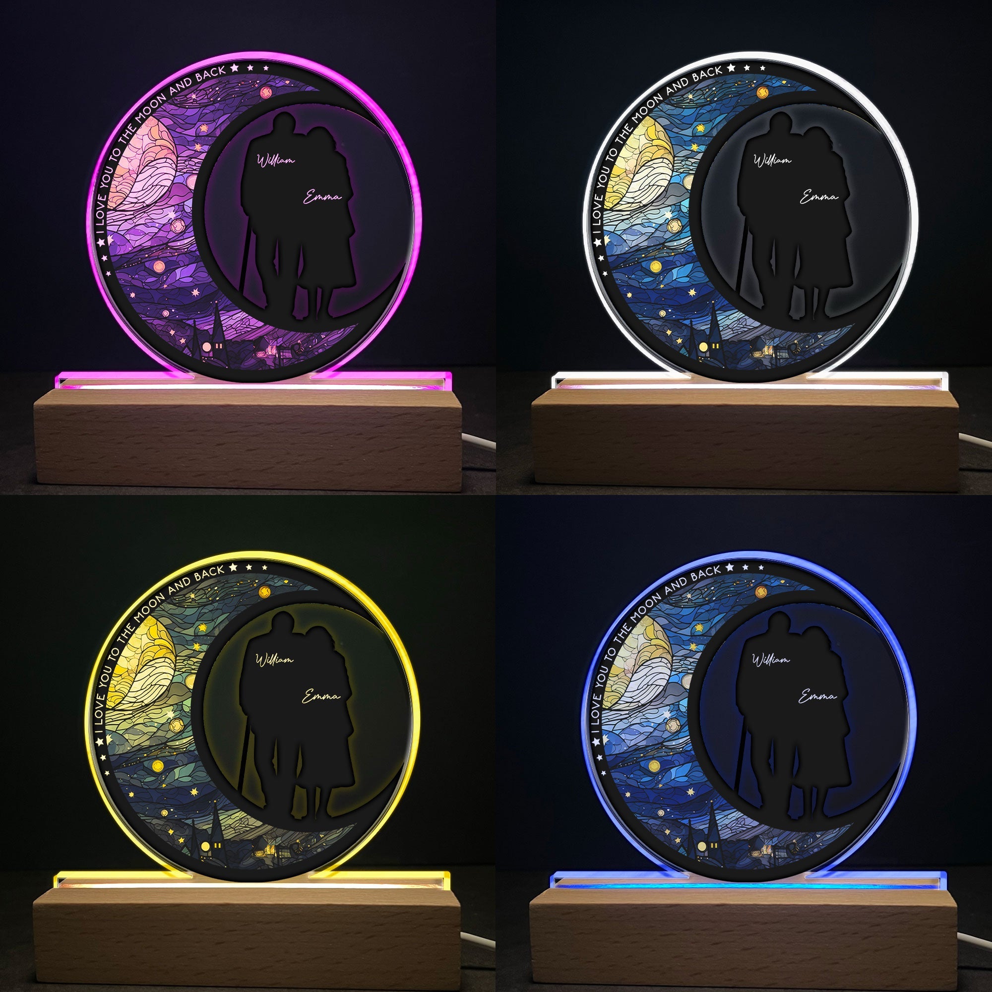 I Love You To The Moon & Back - Personalized LED Light - Anniversary Gifts For Her, Him