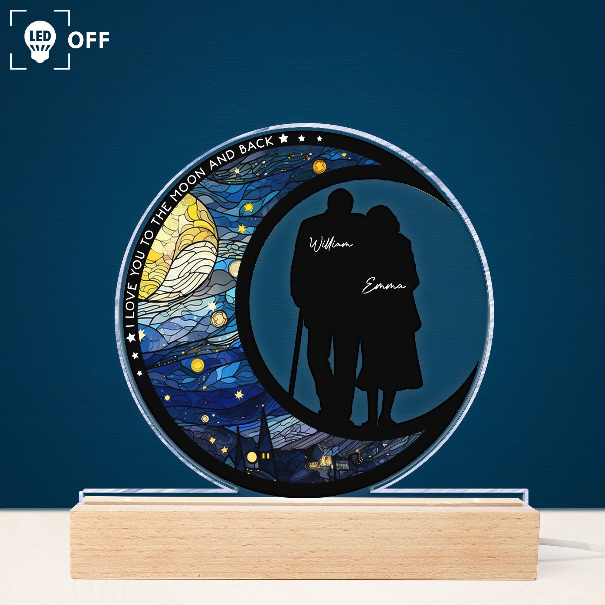 I Love You To The Moon & Back - Personalized LED Light - Anniversary Gifts For Her, Him