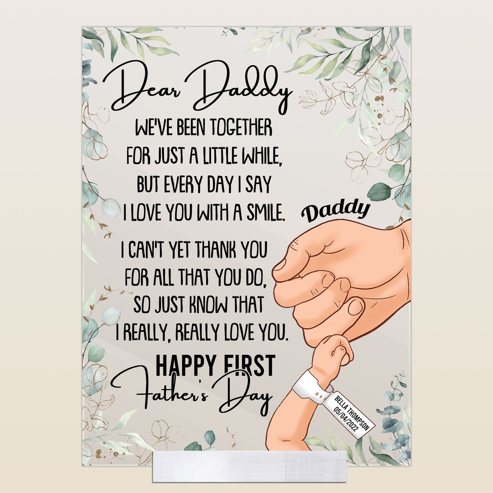 I Love You With A Smile First Father's Day - Personalized Acrylic Plaque