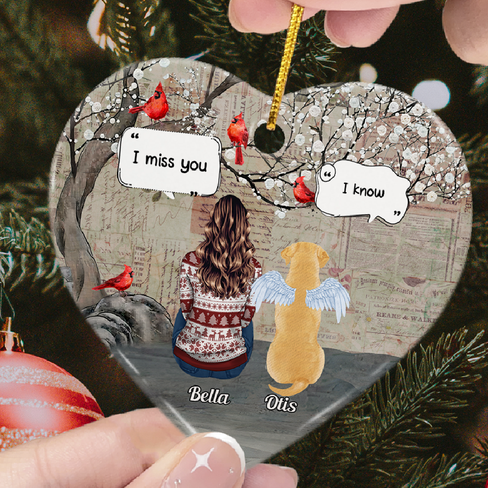 I Miss You - Personalized Heart Shaped Ceramic Ornament