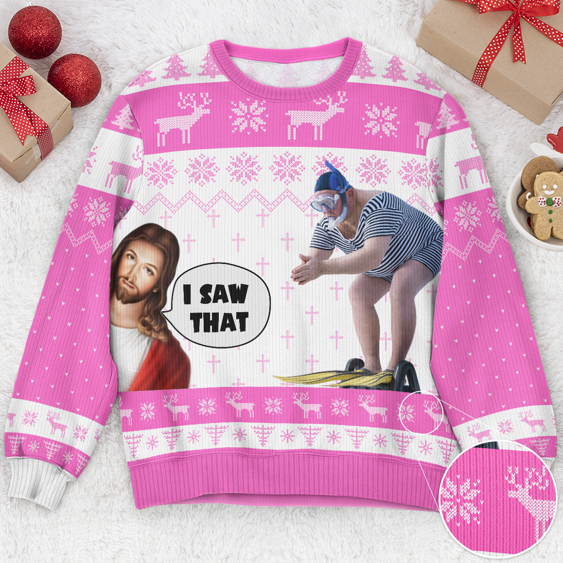 I Saw That Jesus Funny Meme - Personalized Photo Ugly Sweater