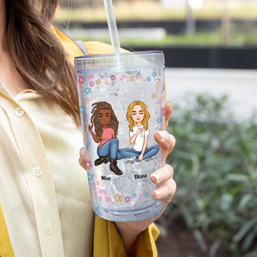 I Smile Because You Are My Sister - Personalized Acrylic Tumbler With Straw