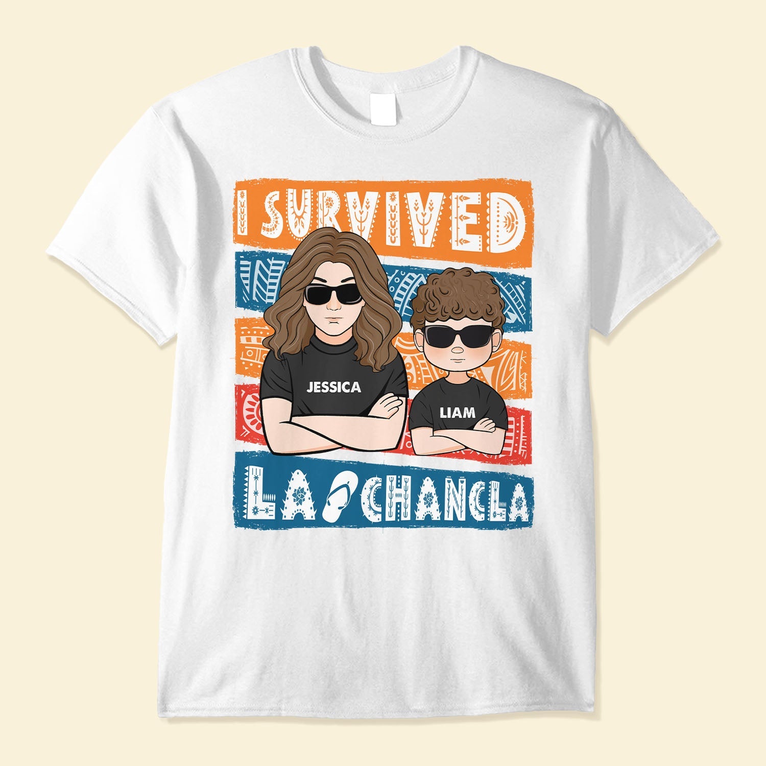 I Survived La Chancla - Personalized Shirt - Hispanic, Funny Gift For Sisters, Brothers, Son, Daughter