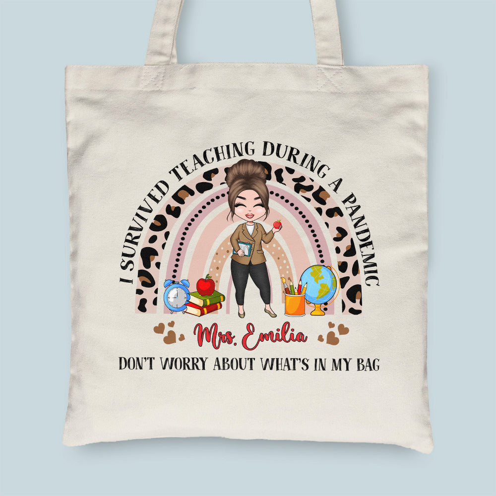 I Survived Teaching During A Pandemic - Personalized Tote Bag - Birthday Gift For Teacher