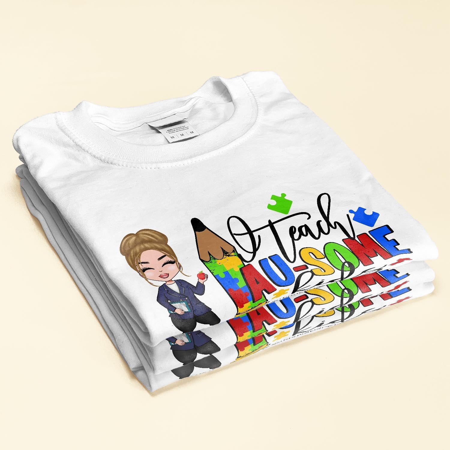 I Teach Au-Some Kids - Personalized Shirt - Birthday, Autism Awareness Month Gift For Teacher, Sped Teachers