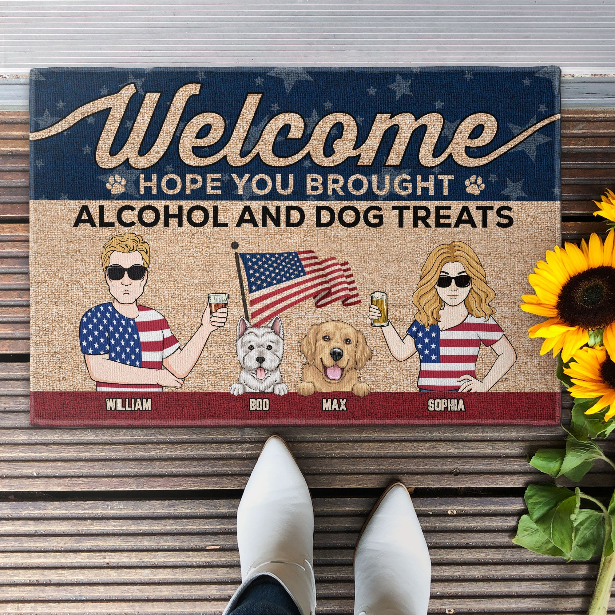 Welcome Hope You Brought Alcohol And Pet Treats - Personalized Doormat