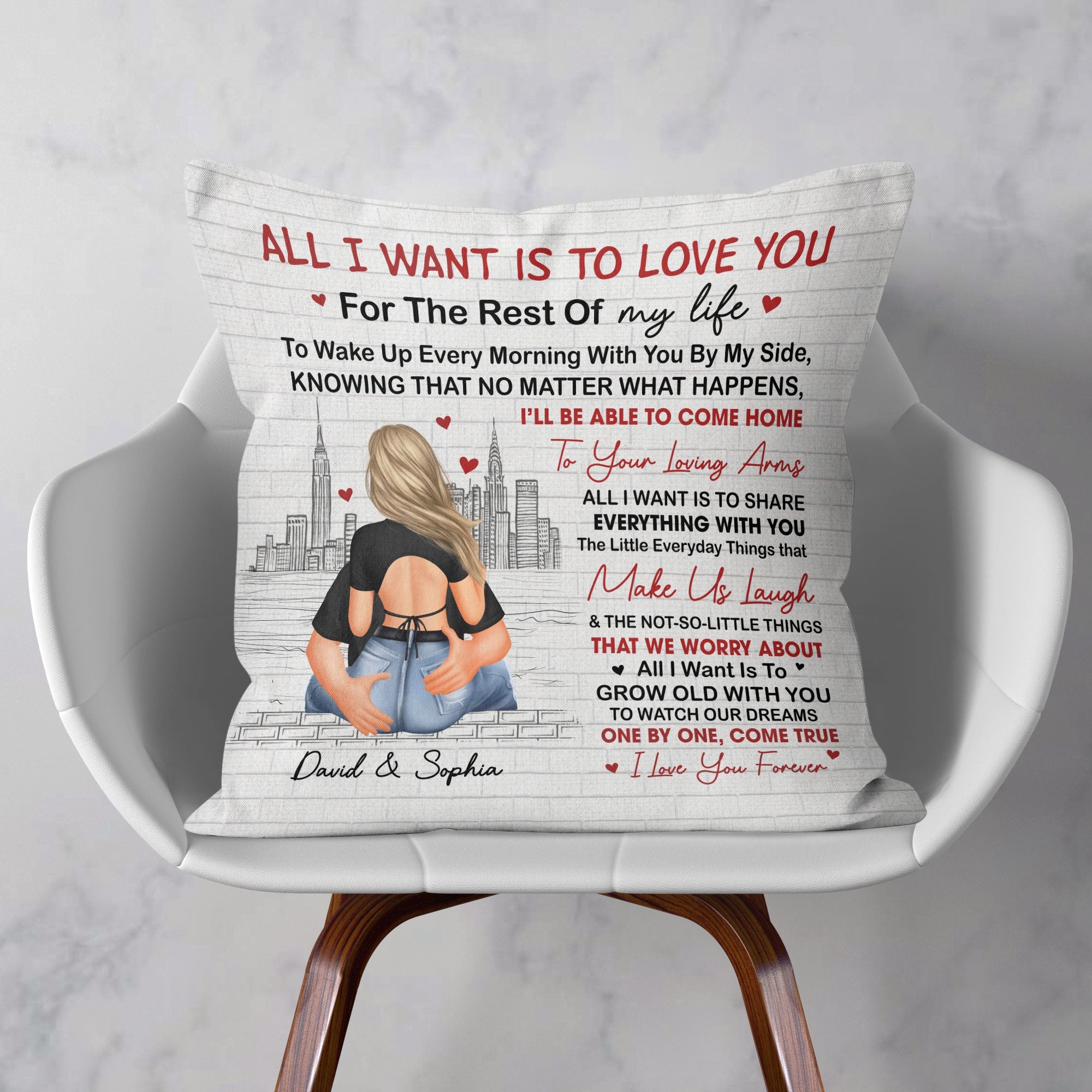 I Want Is To Grow Old With You Couples - Personalized Pillow (Insert Included)