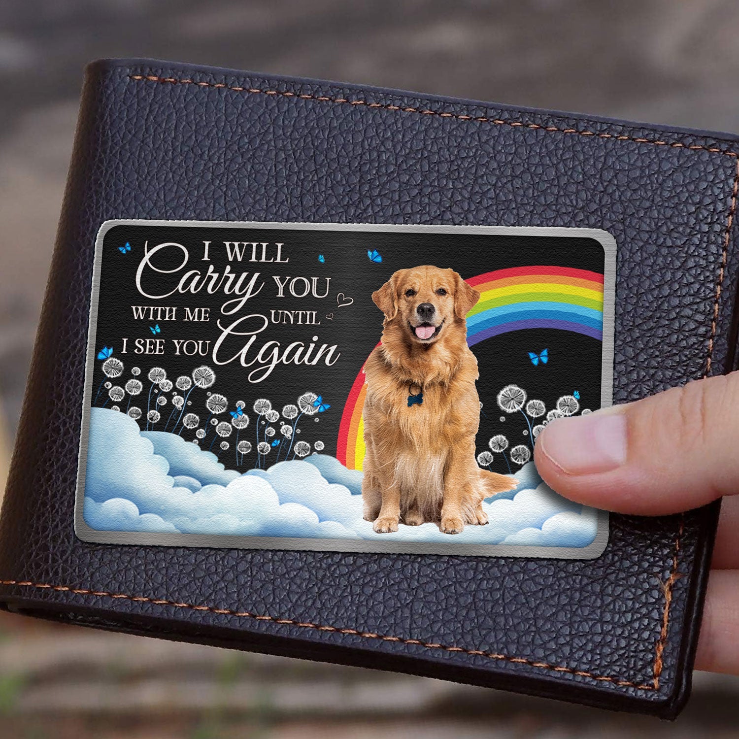 I Will Carry You With Me Memorial Pet - Personalized Aluminum Photo Wallet Card