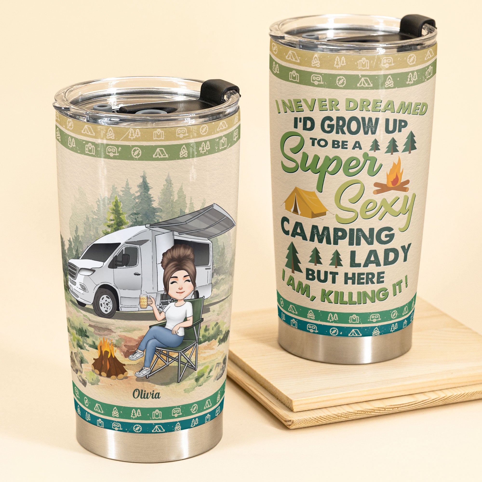 I'd Grow Up To Be A Super Sexy Camping Lady - Personalized Tumbler Cup - Birthday Gift For Camping Lover, Camper