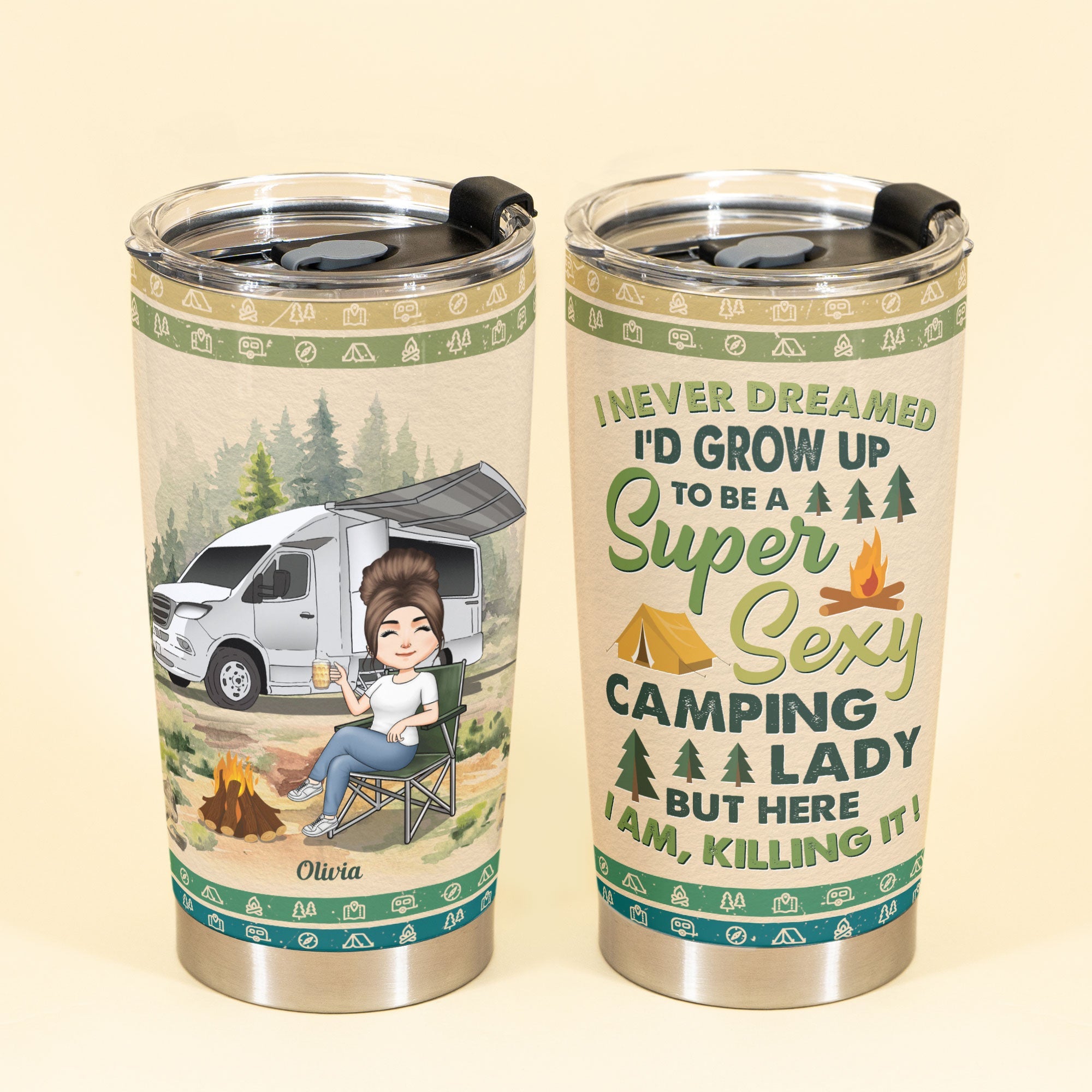 I'd Grow Up To Be A Super Sexy Camping Lady - Personalized Tumbler Cup - Birthday Gift For Camping Lover, Camper