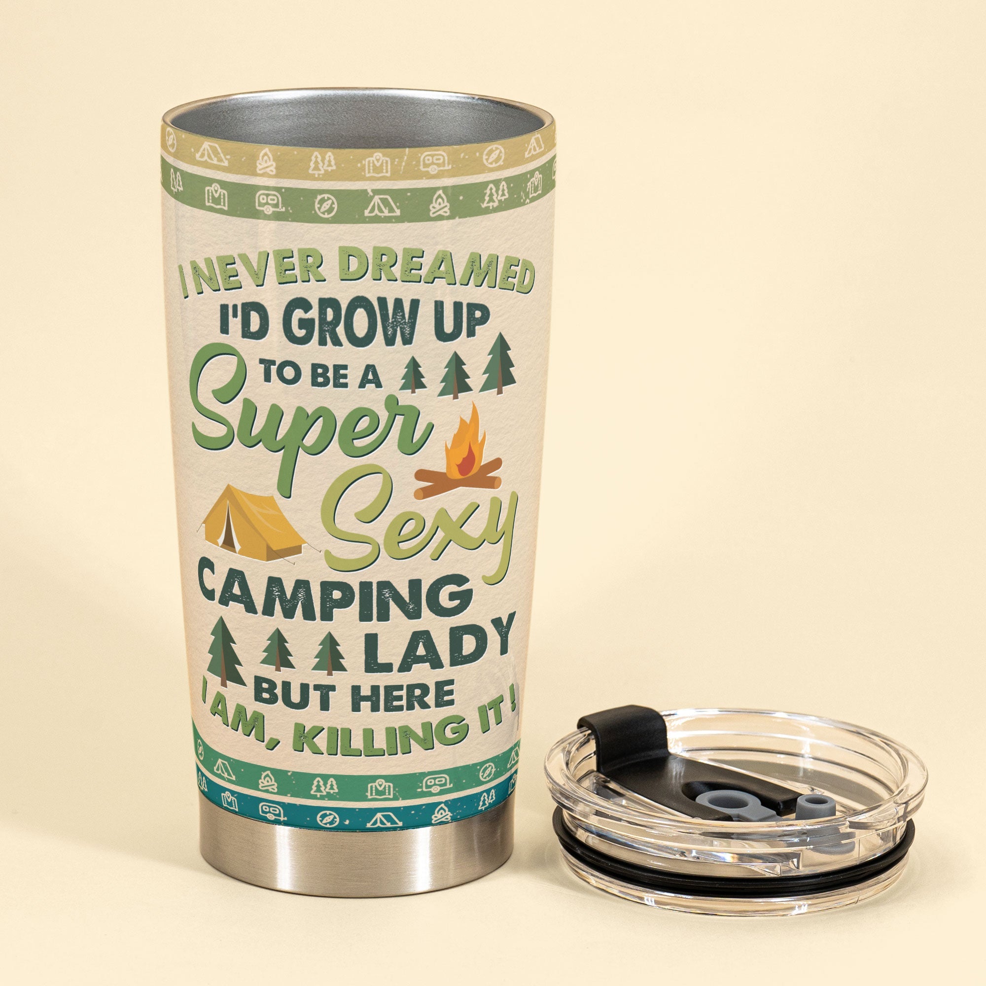 I'd Grow Up To Be A Super Sexy Camping Lady - Personalized Tumbler Cup - Birthday Gift For Camping Lover, Camper