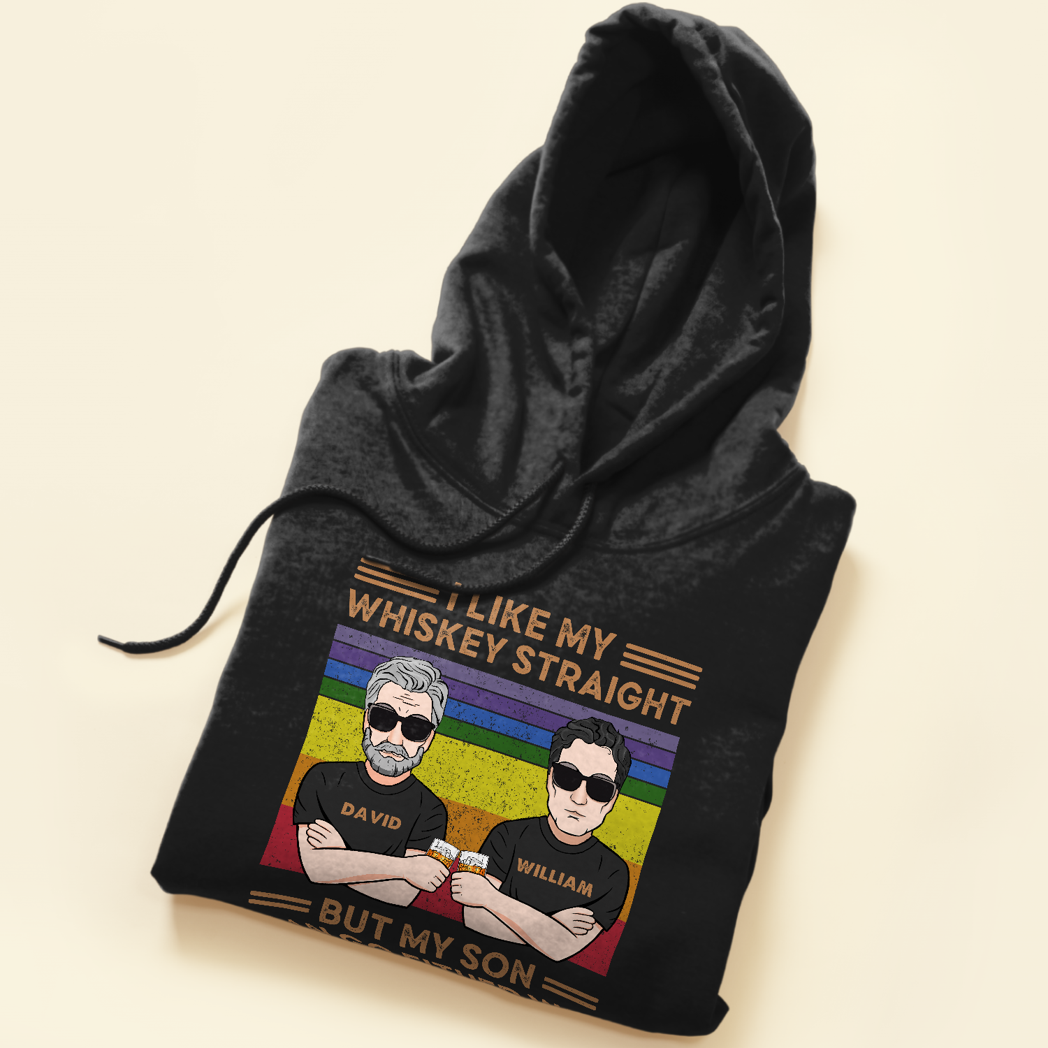 I Like My Whiskey Straight But My Son Can Go Either Way - Personalized Shirt - Birthday, Pride Month, LGBTIQ+ Support Gift For Proud Ally, LGBTIQ+ Supporters, Mother & Father