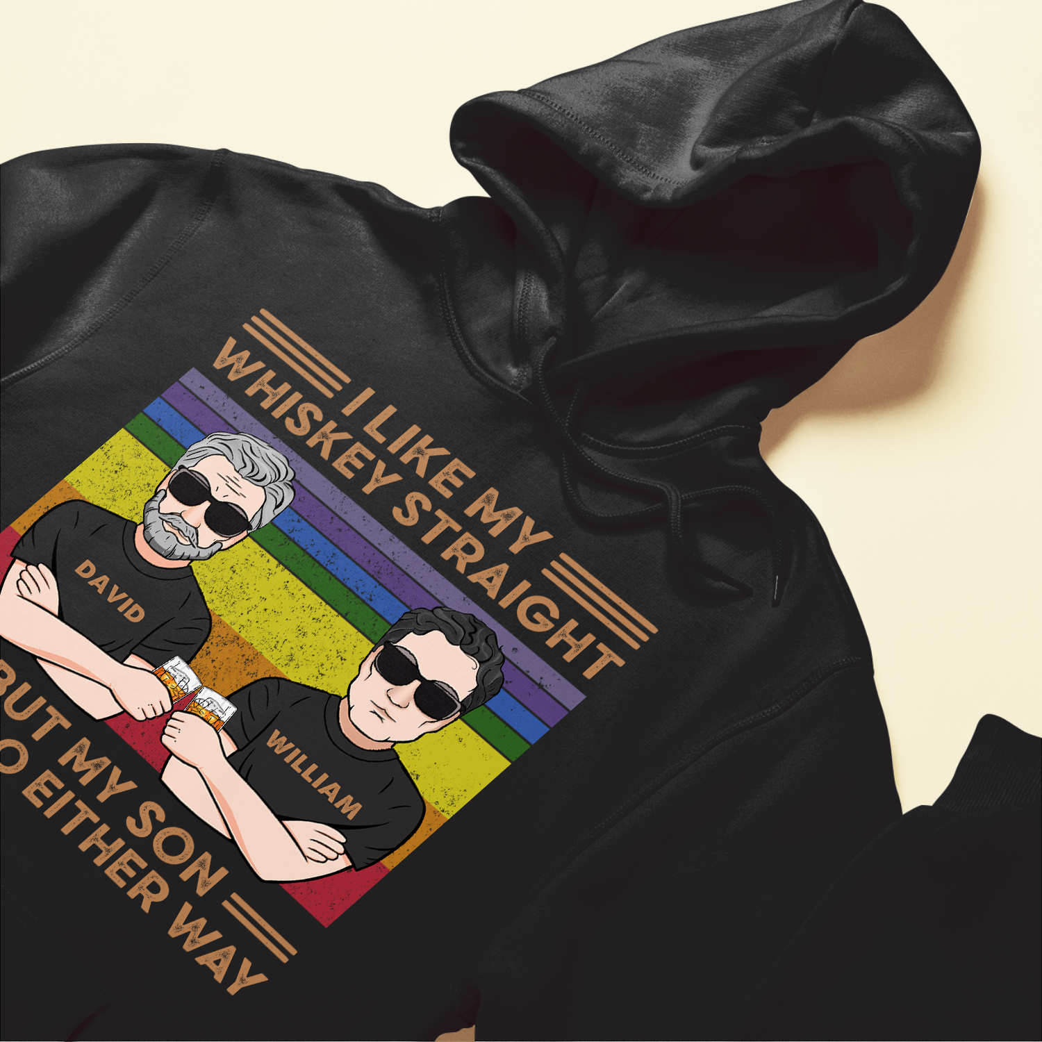 I Like My Whiskey Straight But My Son Can Go Either Way - Personalized Shirt - Birthday, Pride Month, LGBTIQ+ Support Gift For Proud Ally, LGBTIQ+ Supporters, Mother & Father