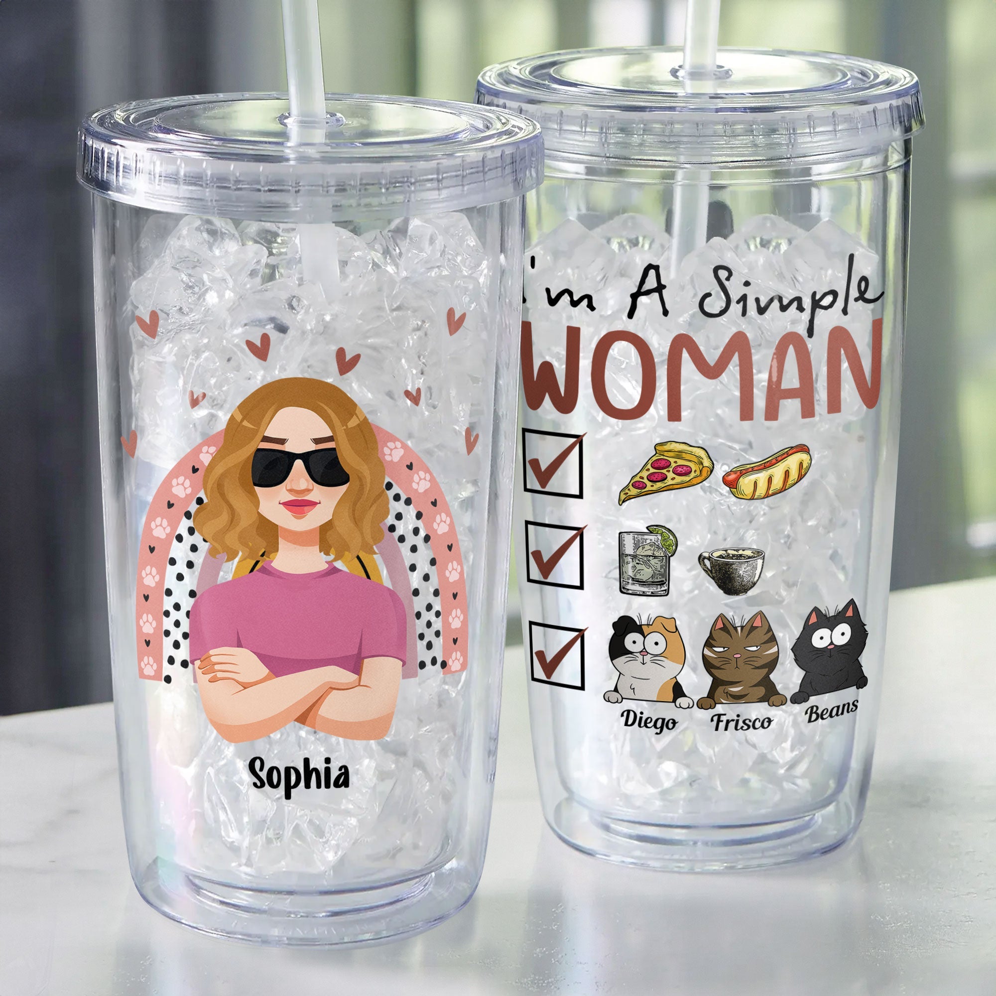 I'm A Simple Woman - Personalized Acrylic Tumbler With Straw