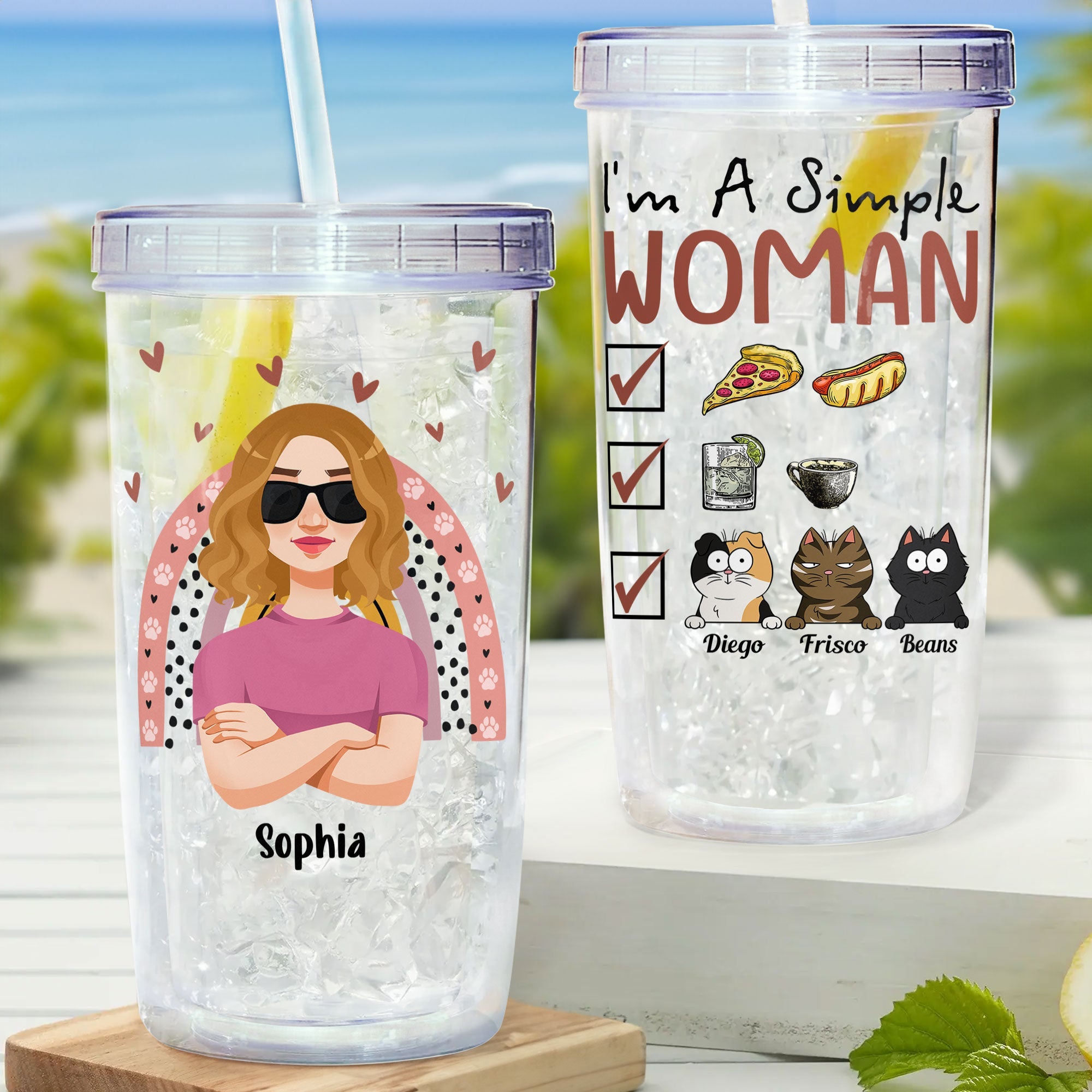 I'm A Simple Woman - Personalized Acrylic Tumbler With Straw