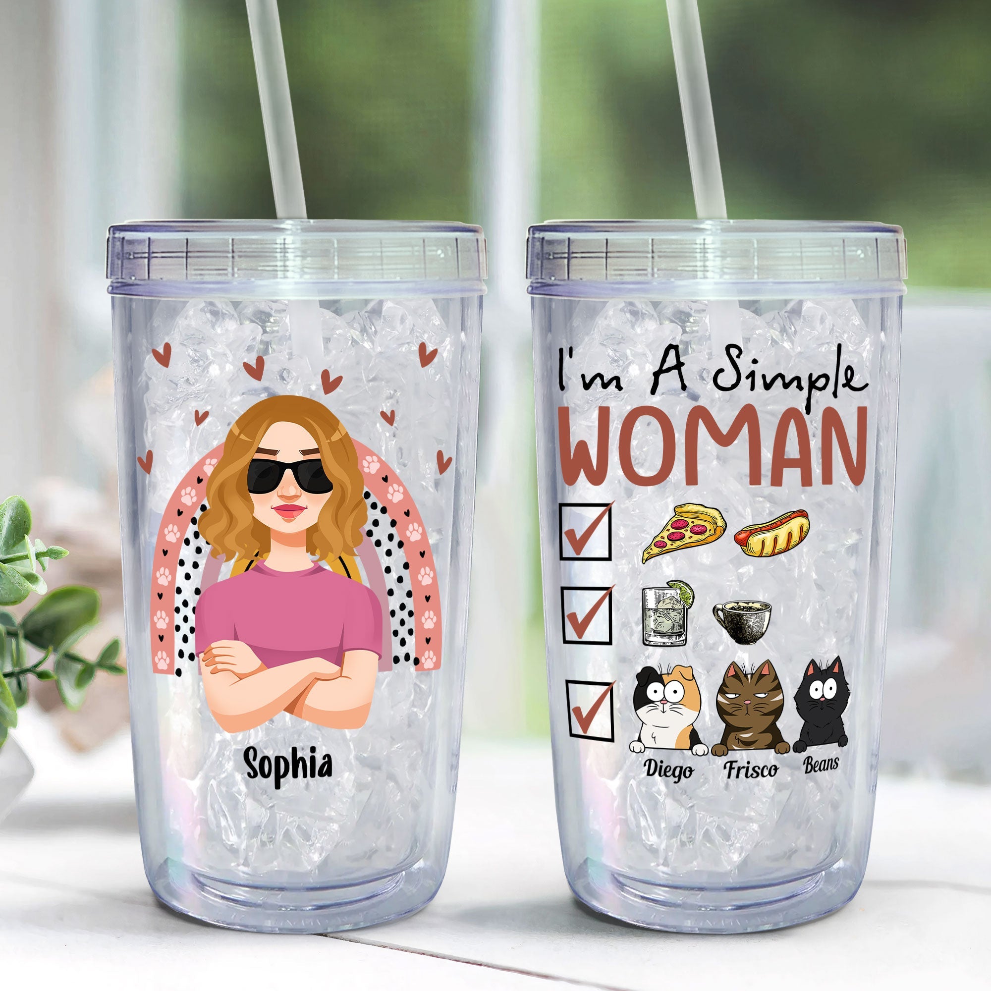 I'm A Simple Woman - Personalized Acrylic Tumbler With Straw