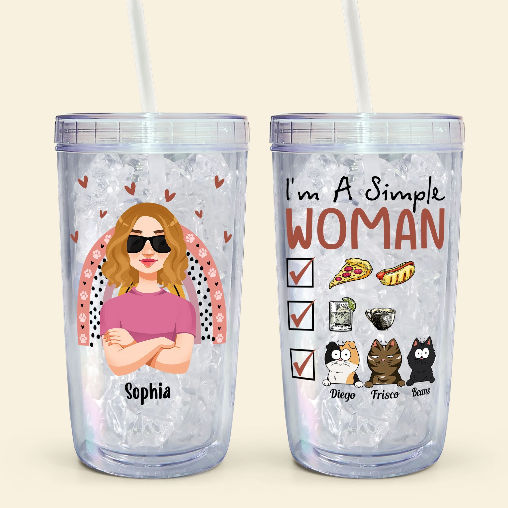 I'm A Simple Woman - Personalized Acrylic Tumbler With Straw