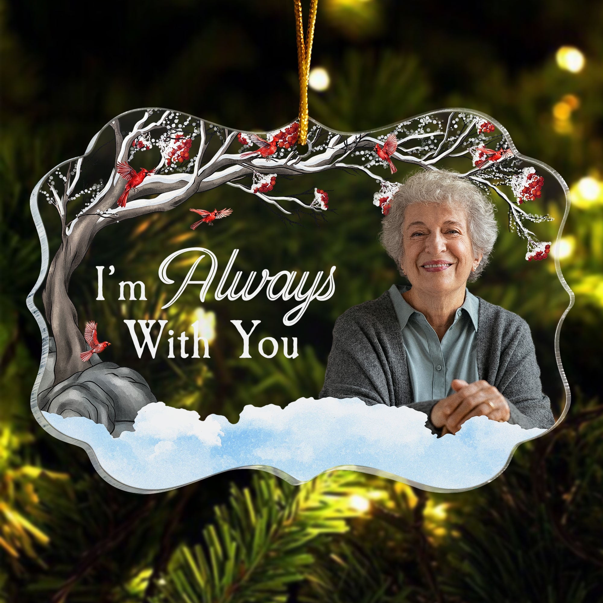 I'M Always With You - Red Berries Tree - Personalized Acrylic Photo Ornament