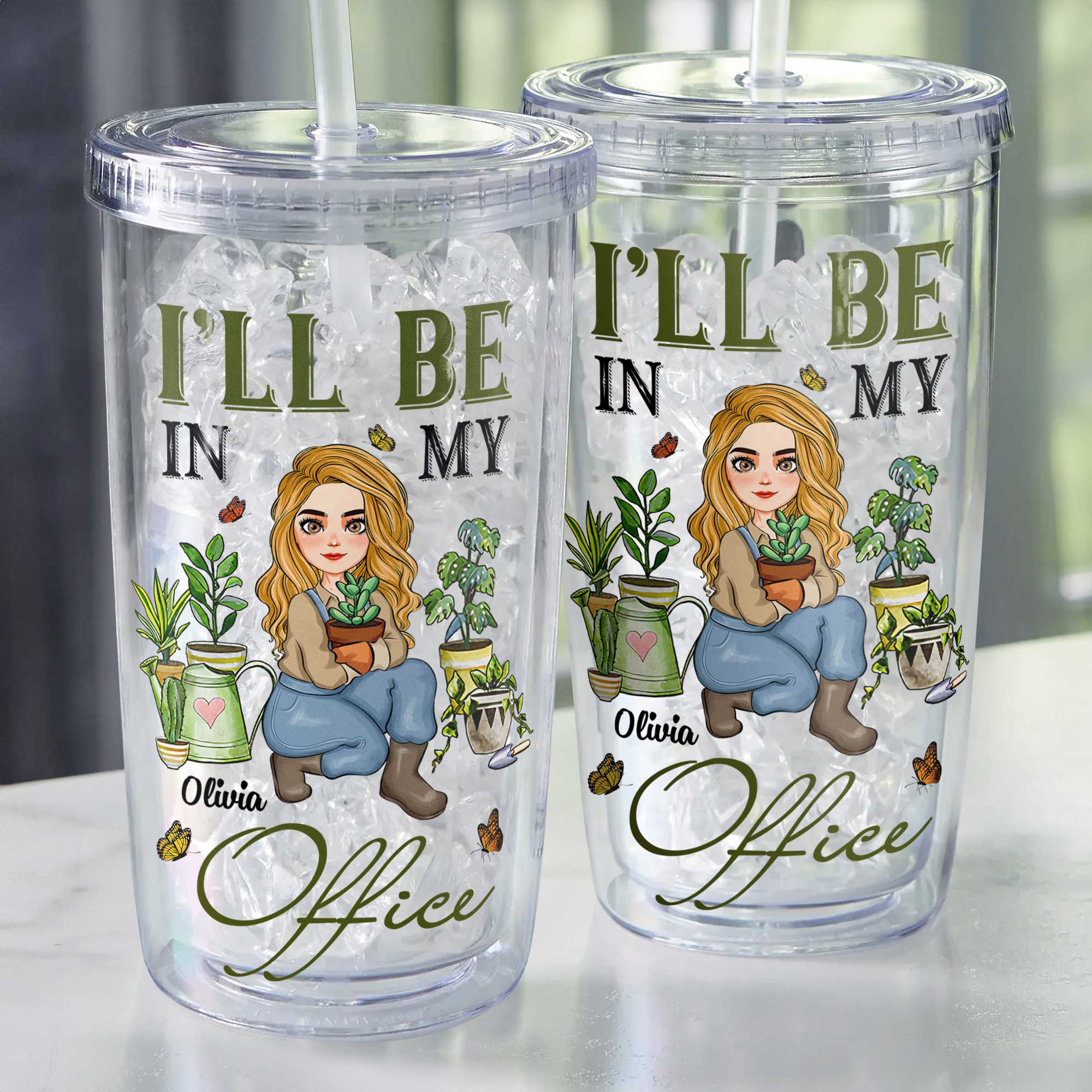 I'll Be In My Office - Personalized Acrylic Tumbler With Straw