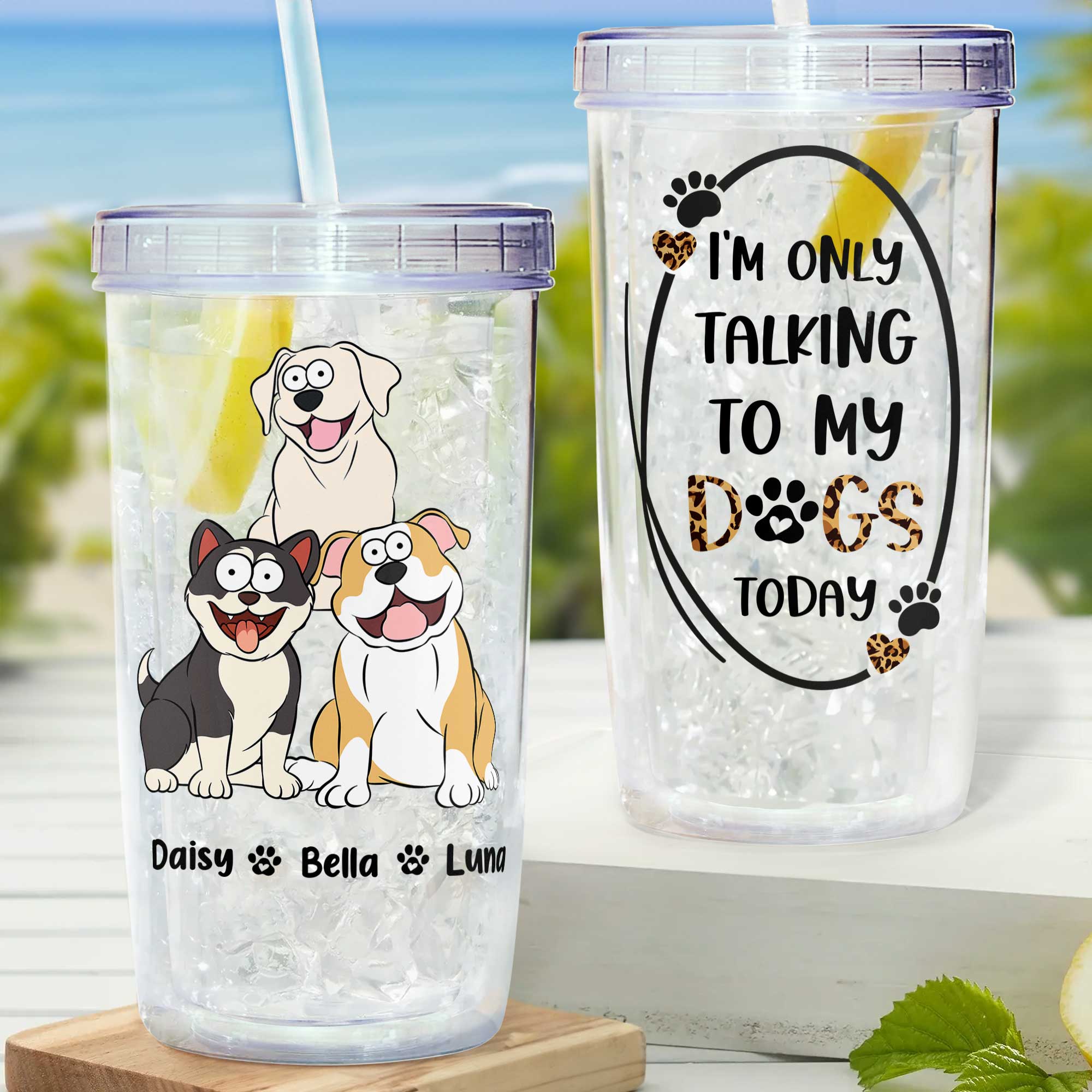 I'm Only Talking To My Dog Today - Personalized Acrylic Tumbler With Strawd Acrylic Insulated Tumbler