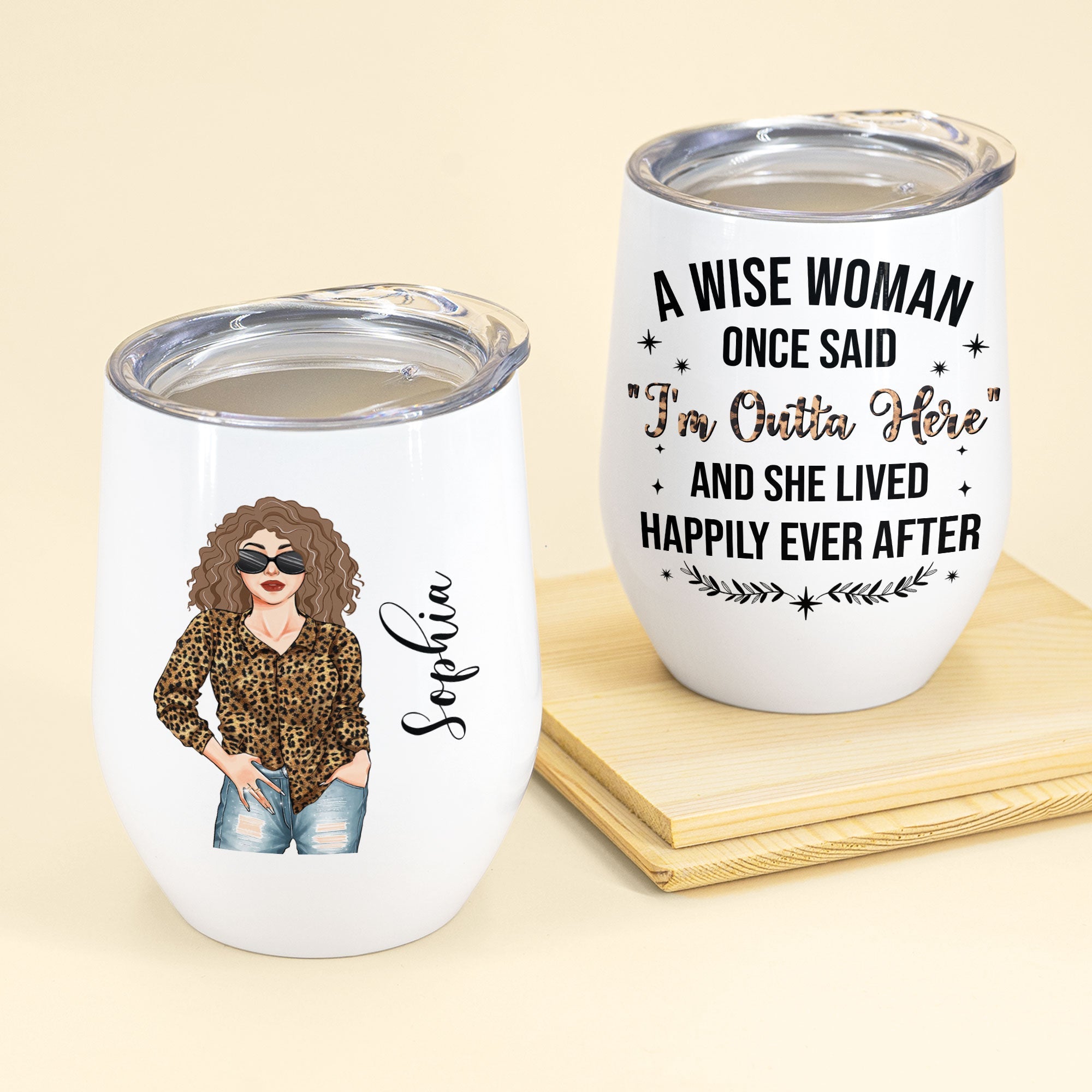 I'm Outta Here - Personalized Wine Tumbler - Retirement Gift For Woman, Grandma, Mother