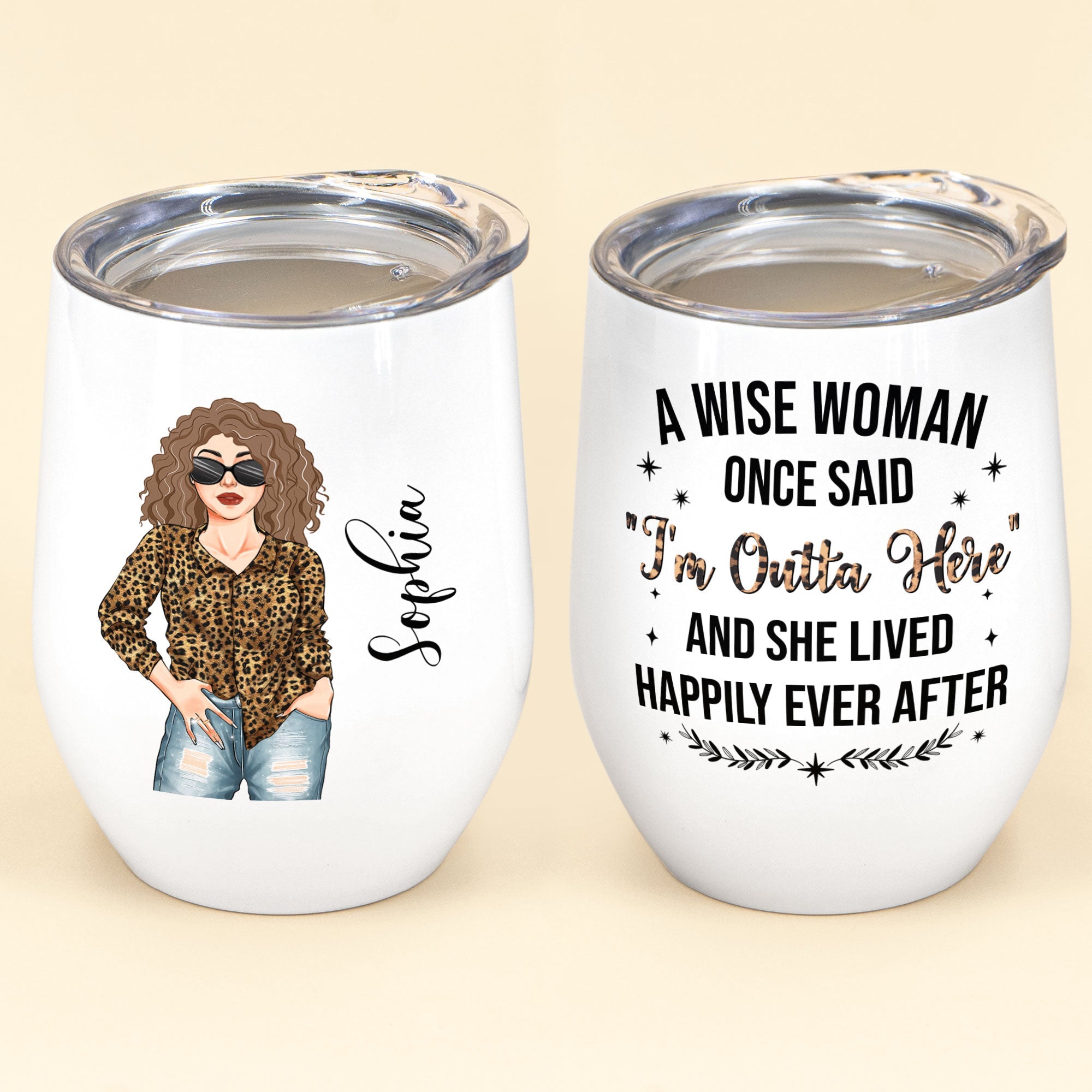 I'm Outta Here - Personalized Wine Tumbler - Retirement Gift For Woman, Grandma, Mother