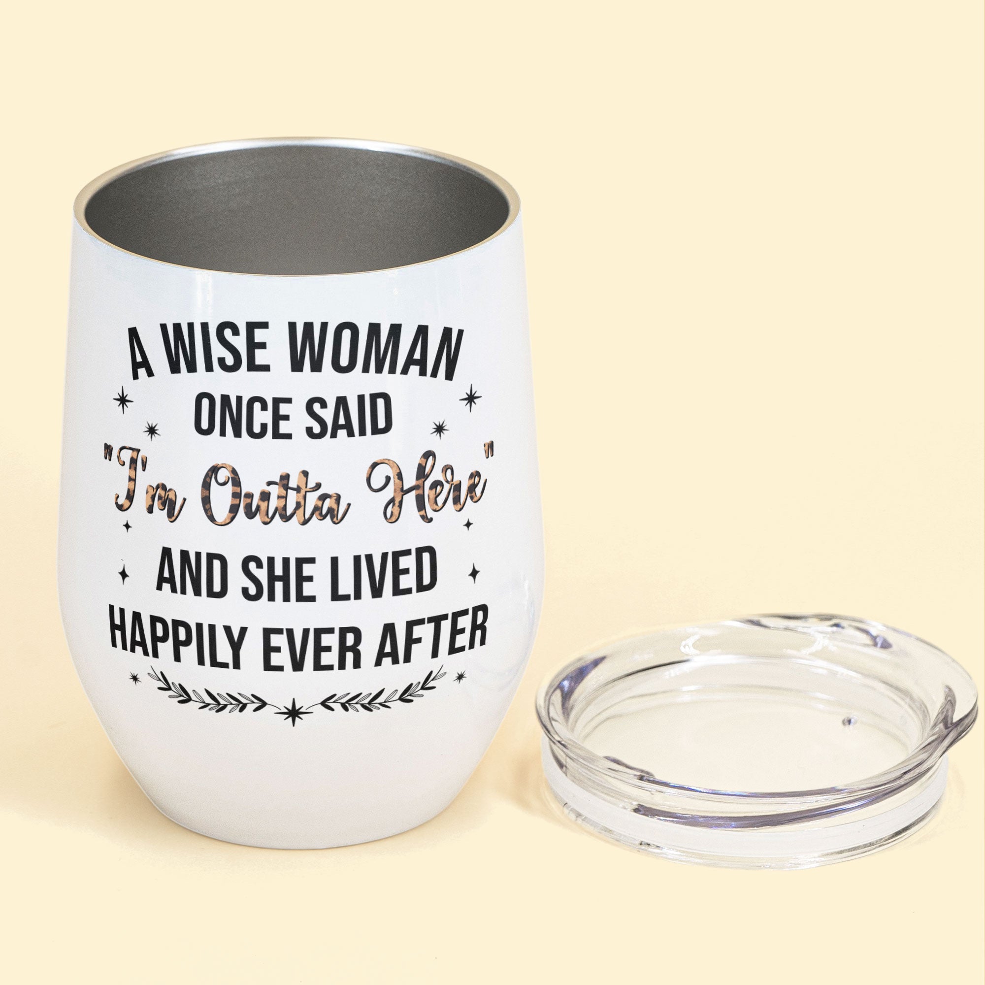 I'm Outta Here - Personalized Wine Tumbler - Retirement Gift For Woman, Grandma, Mother