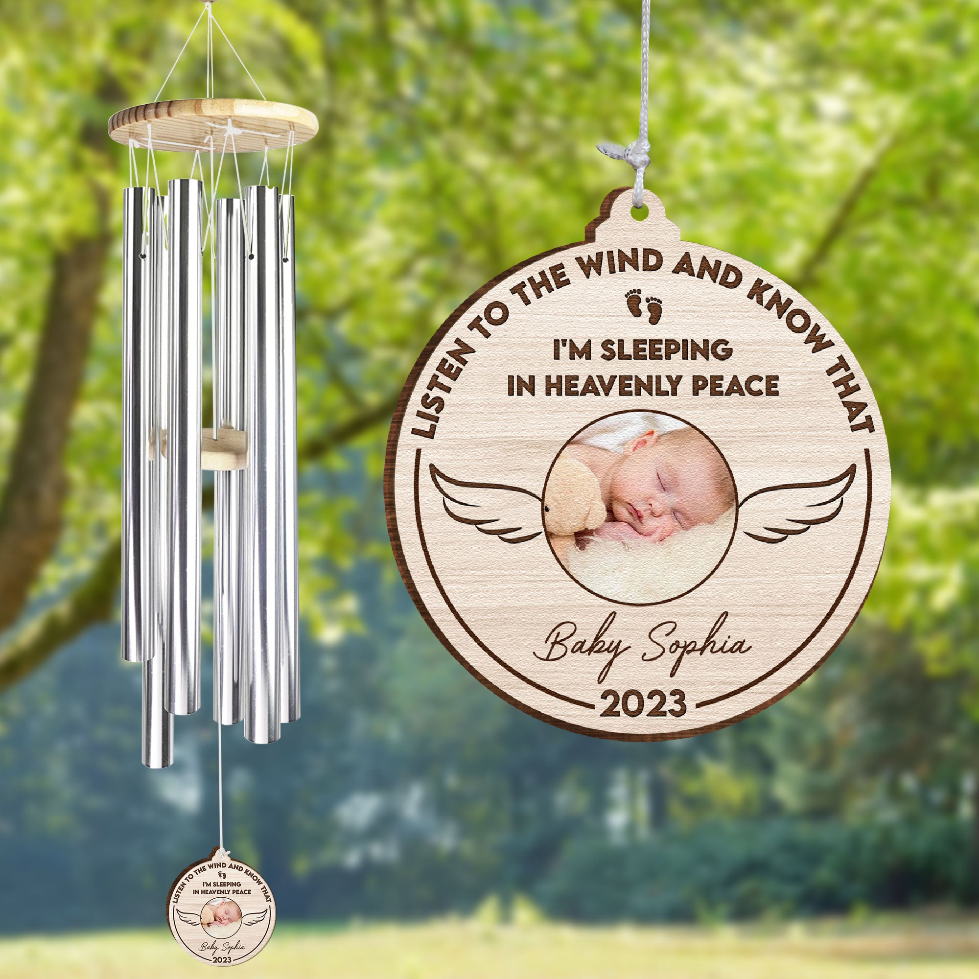 I'm Sleeping In Heavenly Peace - Personalized Photo Wind Chimes