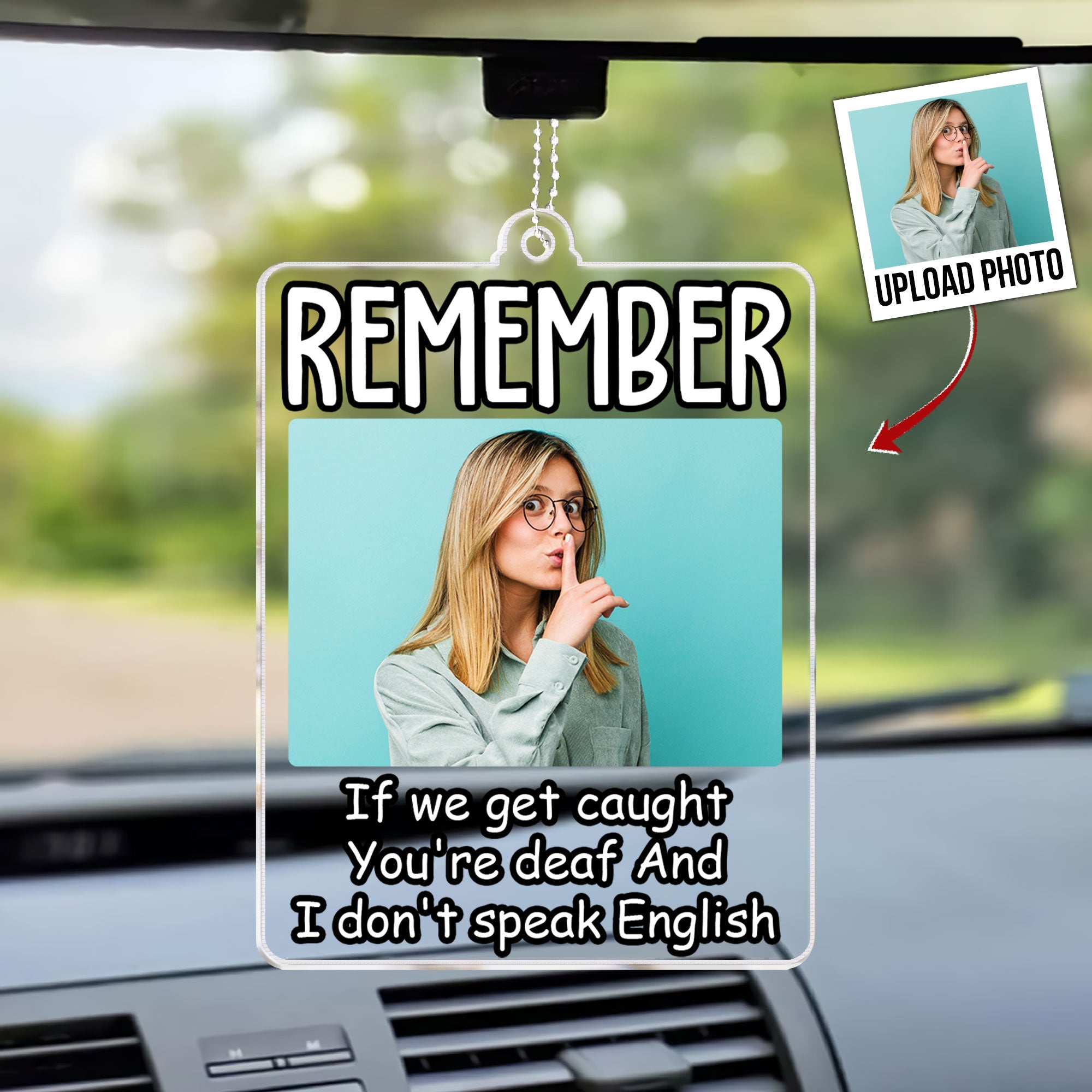 If We Get Caught - Personalized Photo Rear View Mirror Accessory