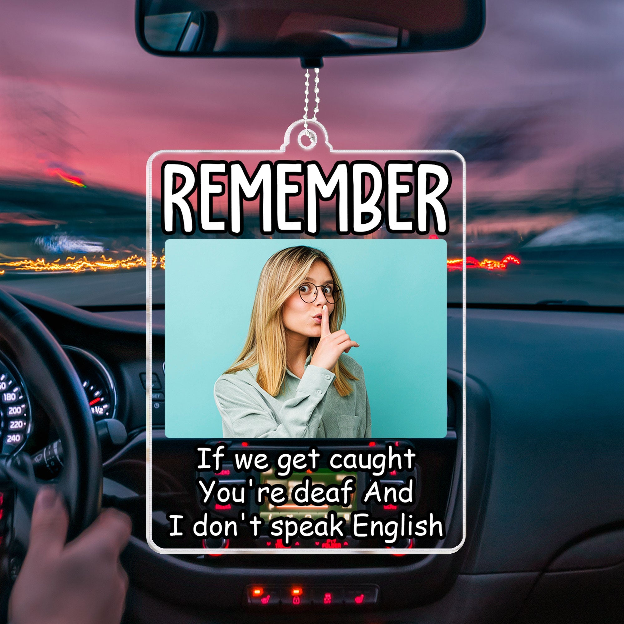 If We Get Caught - Personalized Photo Rear View Mirror Accessory