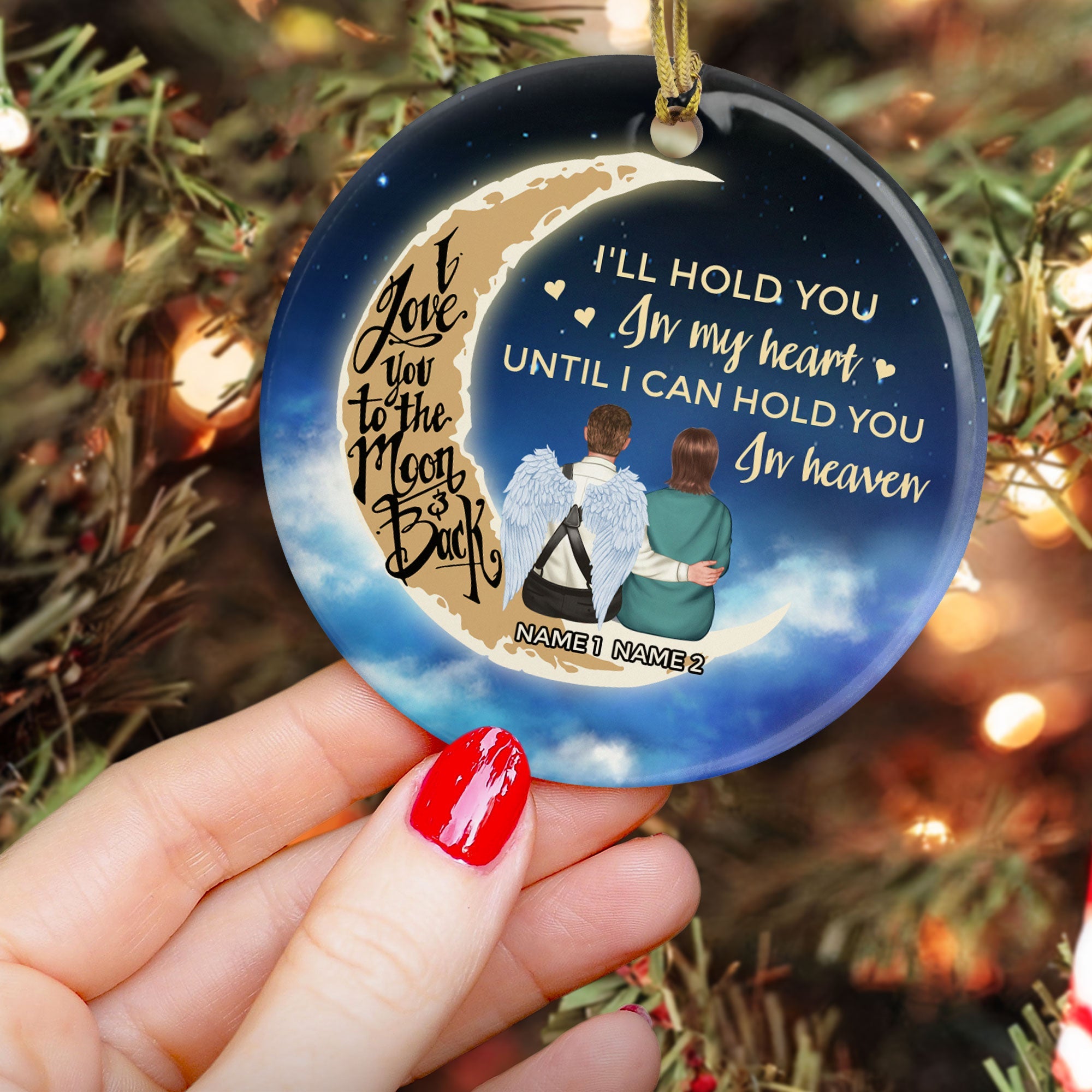 I'll Hold You In My Heart - Personalized One-sided Ceramic Ornament- Christmas Gift For Widow, Widower