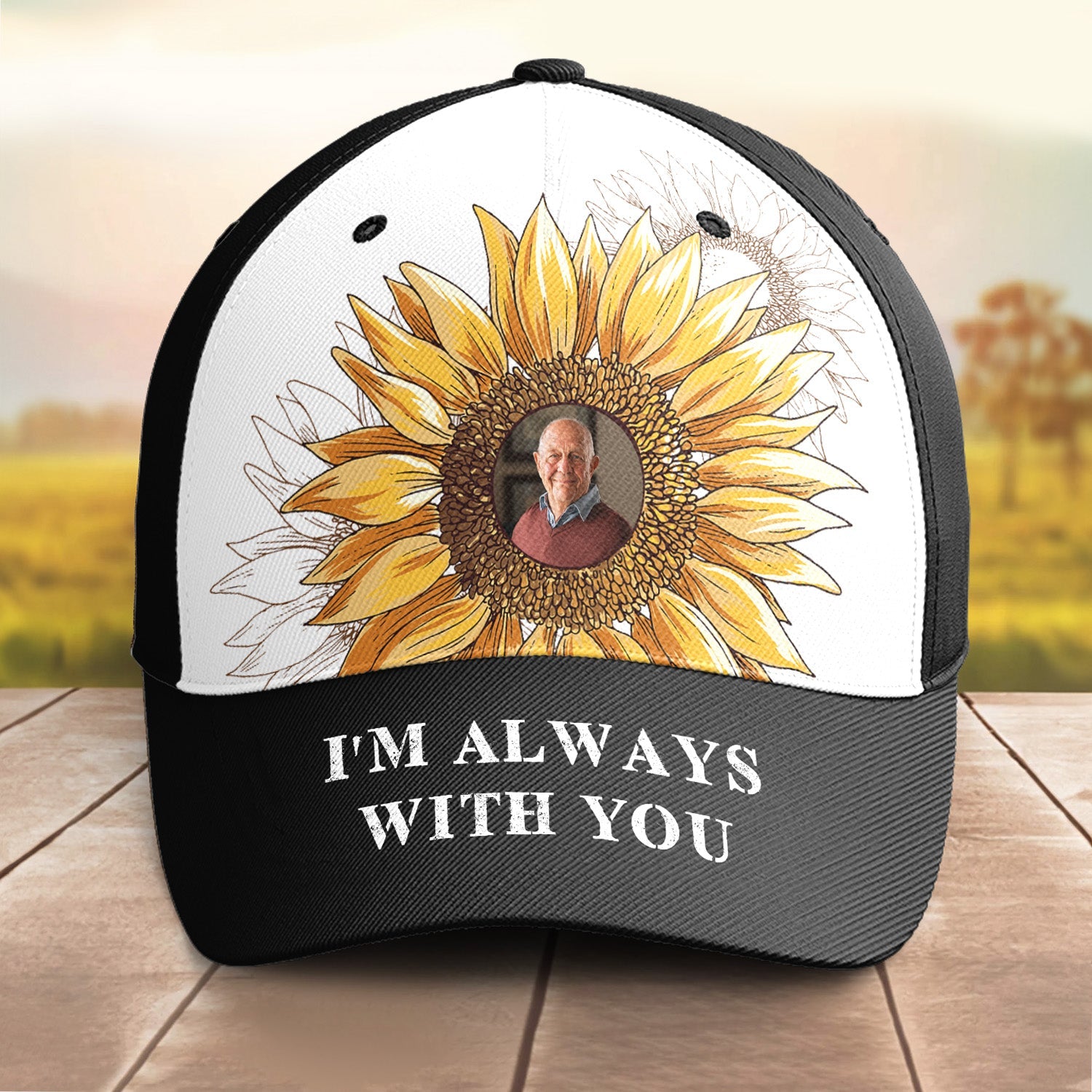 I'm Always With You Sunflower - Personalized Photo Classic Cap