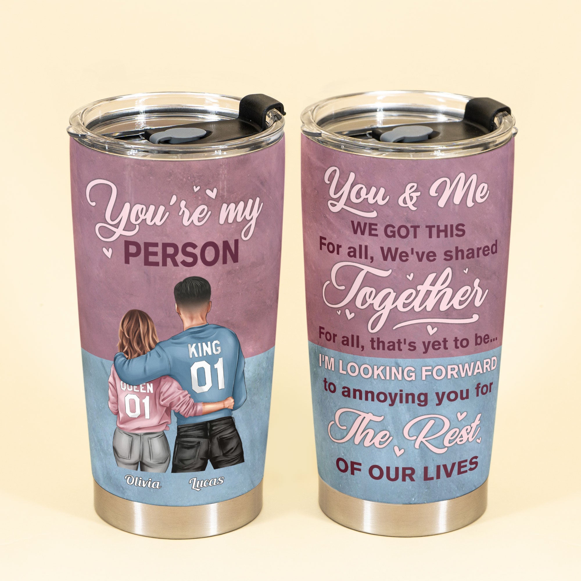 I'm Looking Forward To Annoying You - Personalized Tumbler Cup - Birthday Anniversary Gift For Husband, Wife, Couples, Fiancée, Fiancé