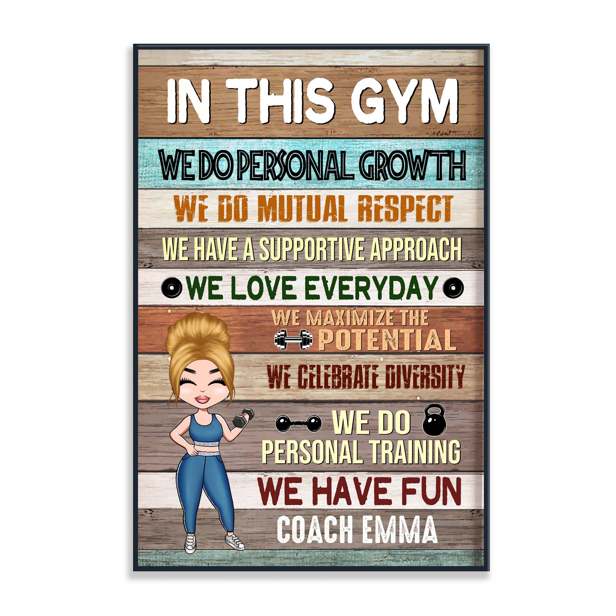 In This Gym - Personalized Poster/Canvas - Gift For Gymer - Chibi Fitness Girl