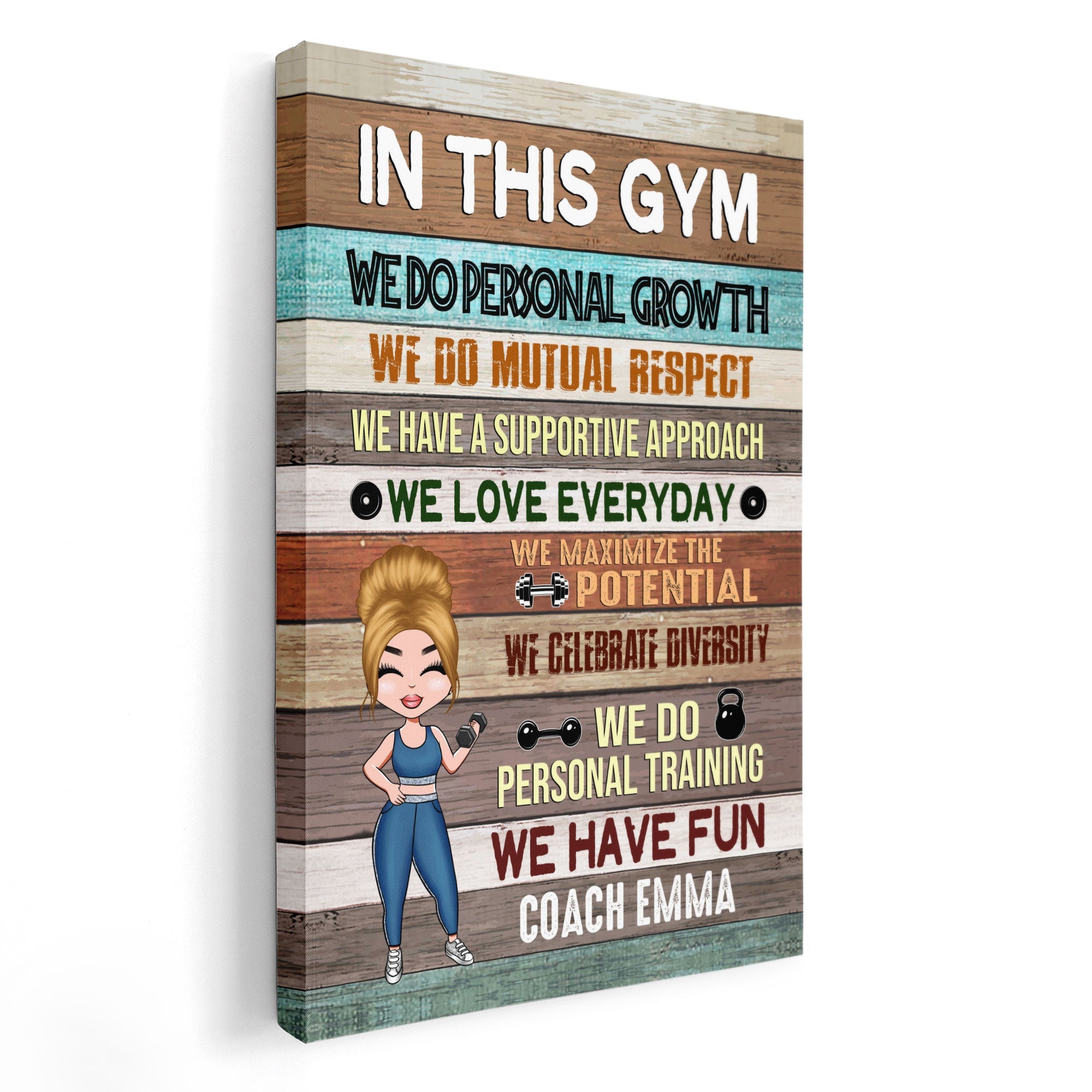 In This Gym - Personalized Poster/Canvas - Gift For Gymer - Chibi Fitness Girl