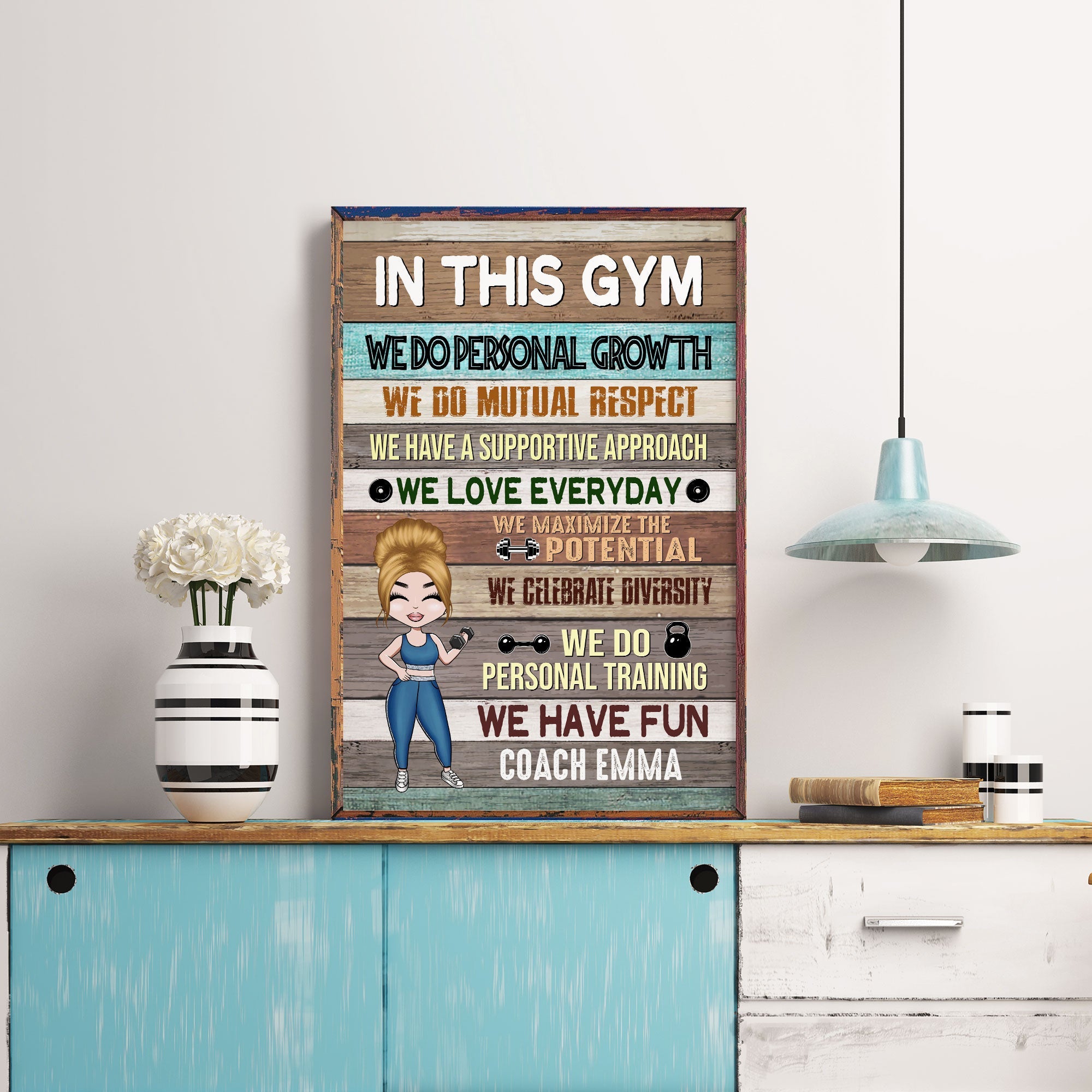 In This Gym - Personalized Poster/Canvas - Gift For Gymer - Chibi Fitness Girl