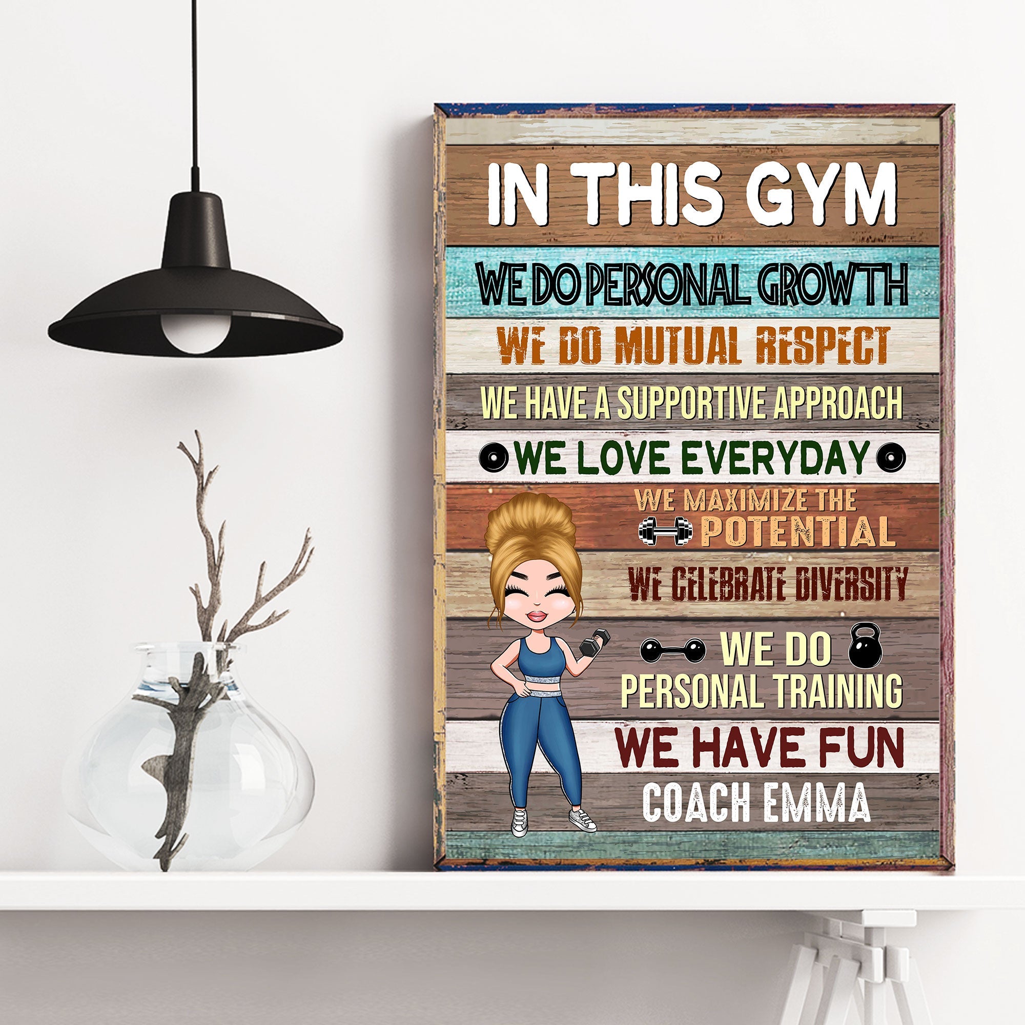 In This Gym - Personalized Poster/Canvas - Gift For Gymer - Chibi Fitness Girl