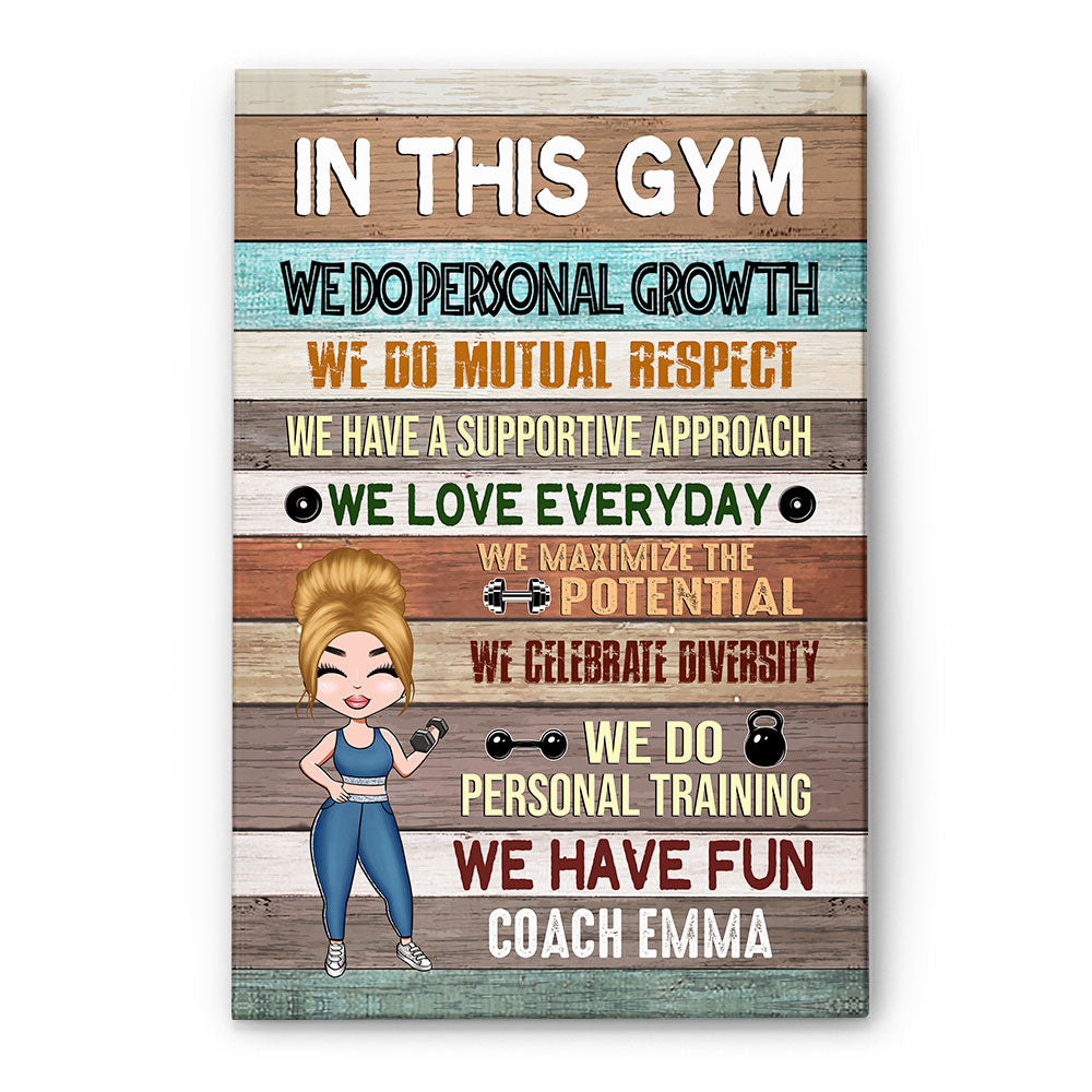 In This Gym - Personalized Poster/Canvas - Gift For Gymer - Chibi Fitness Girl