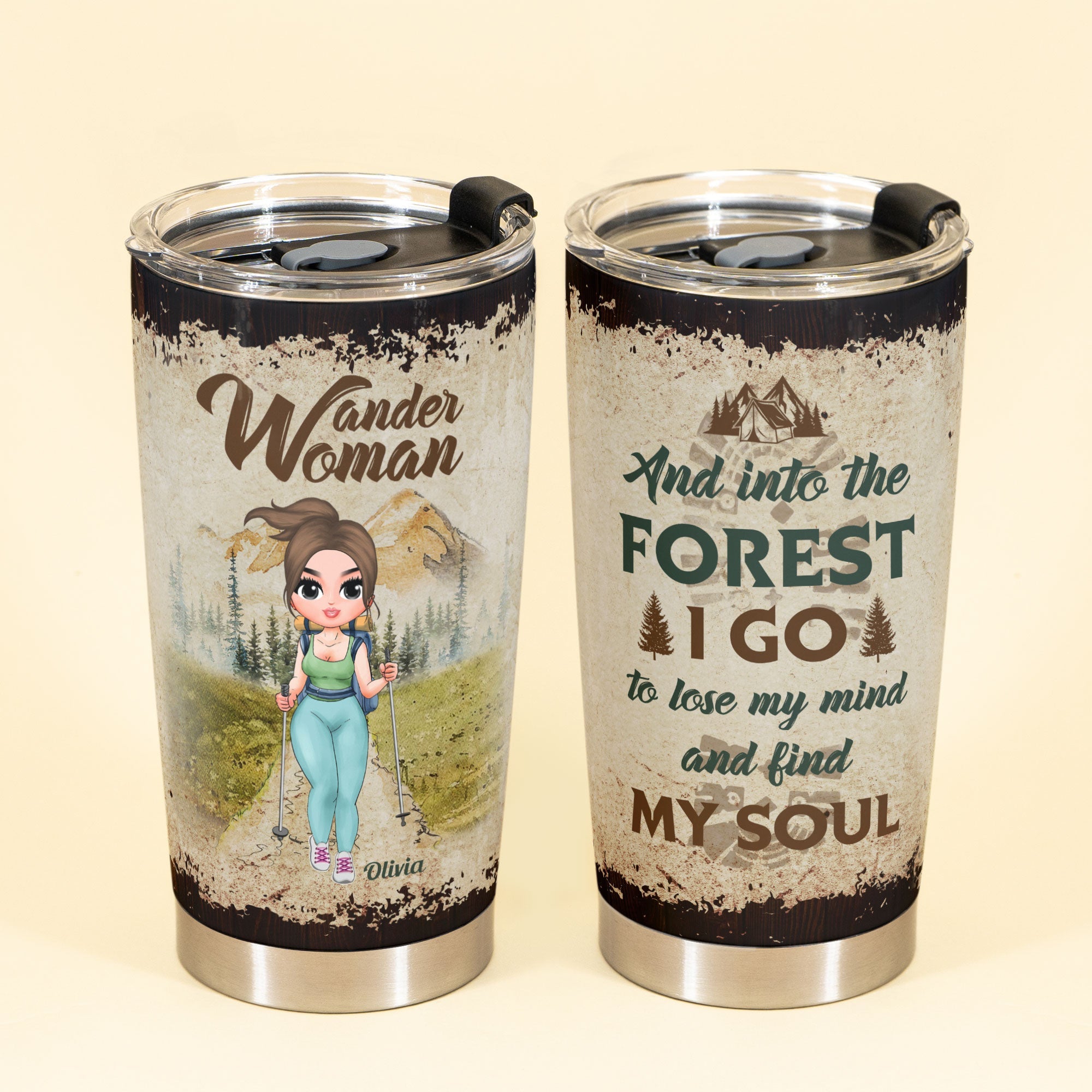 Into The Forest I Go - Personalized Tumbler Cup - Birthday Gift For Hiker, Hiking Lover  - Hiking Girl