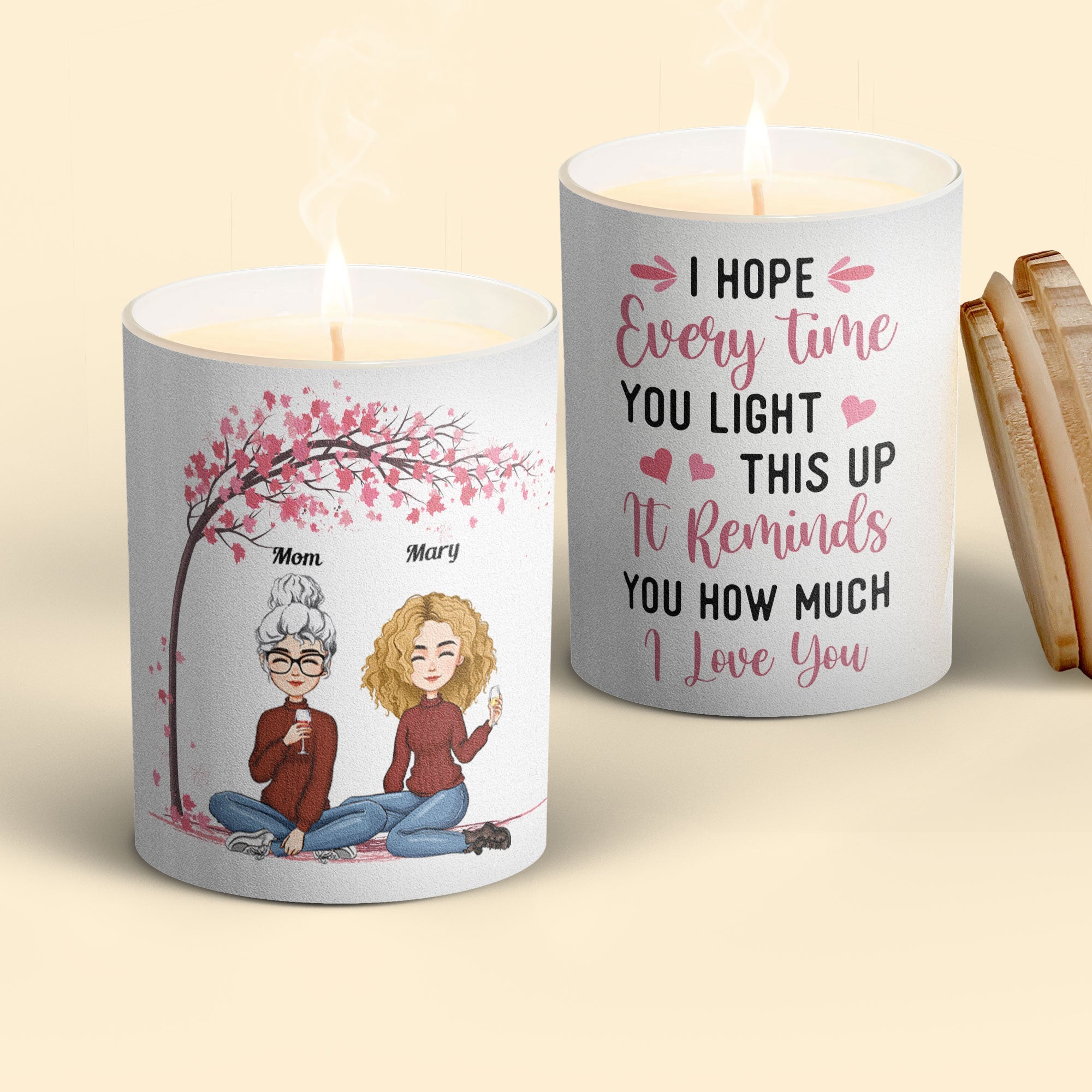 It Reminds You How Much We Love You - Personalized Scented Candle With Wooden Lid