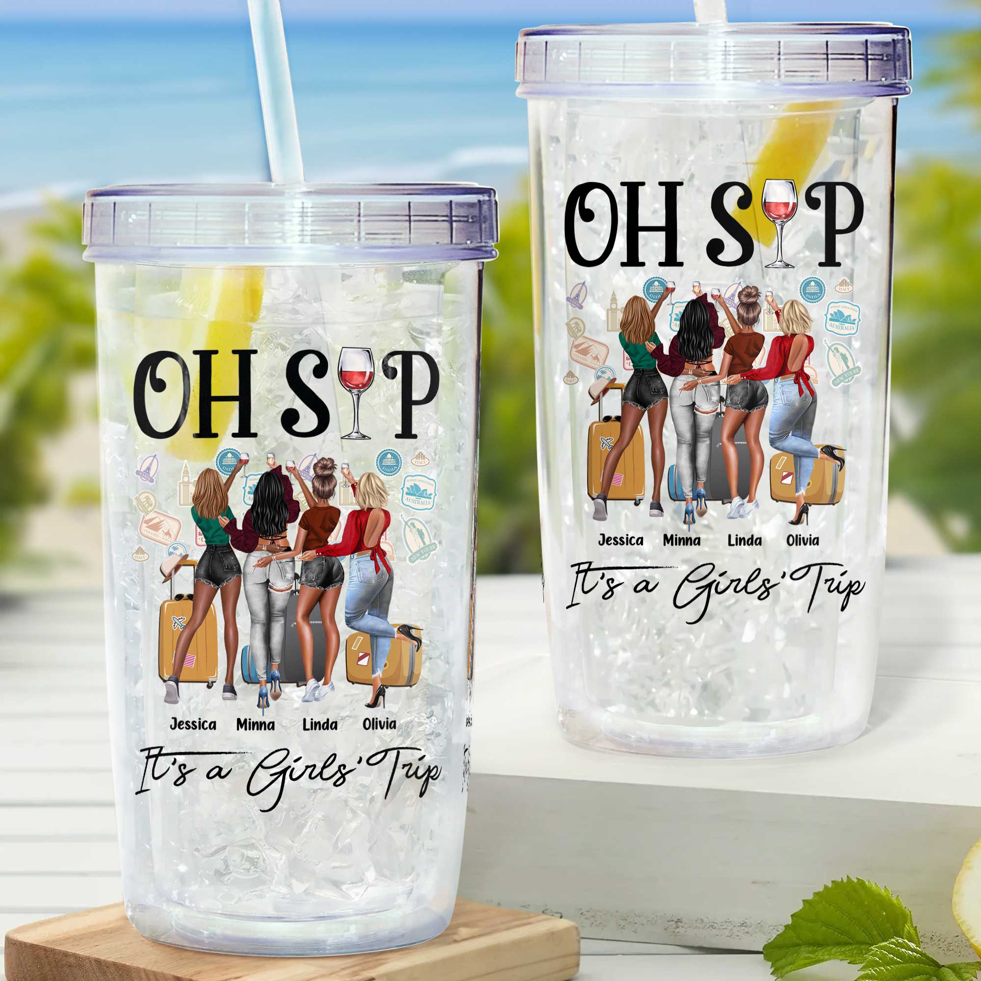 It's A Girls' Trip - Personalized Acrylic Tumbler With Straw