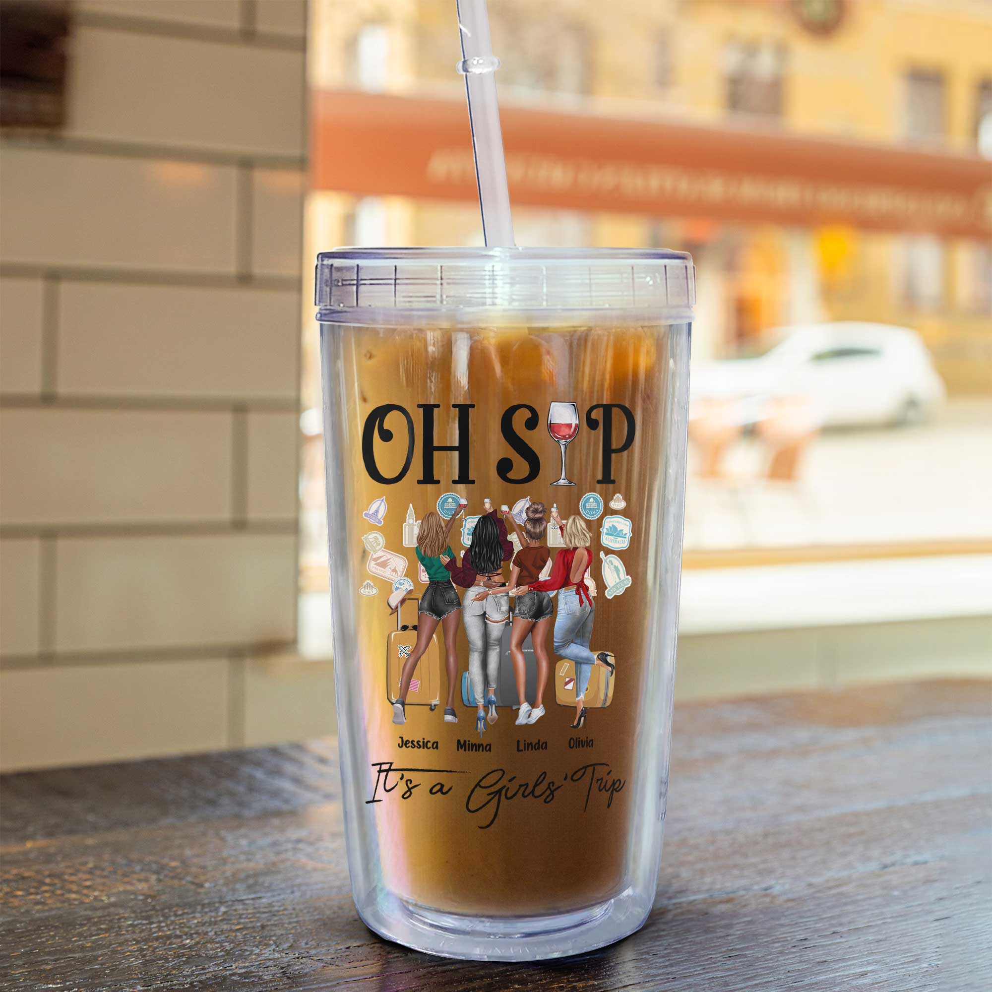 It's A Girls' Trip - Personalized Acrylic Tumbler With Straw