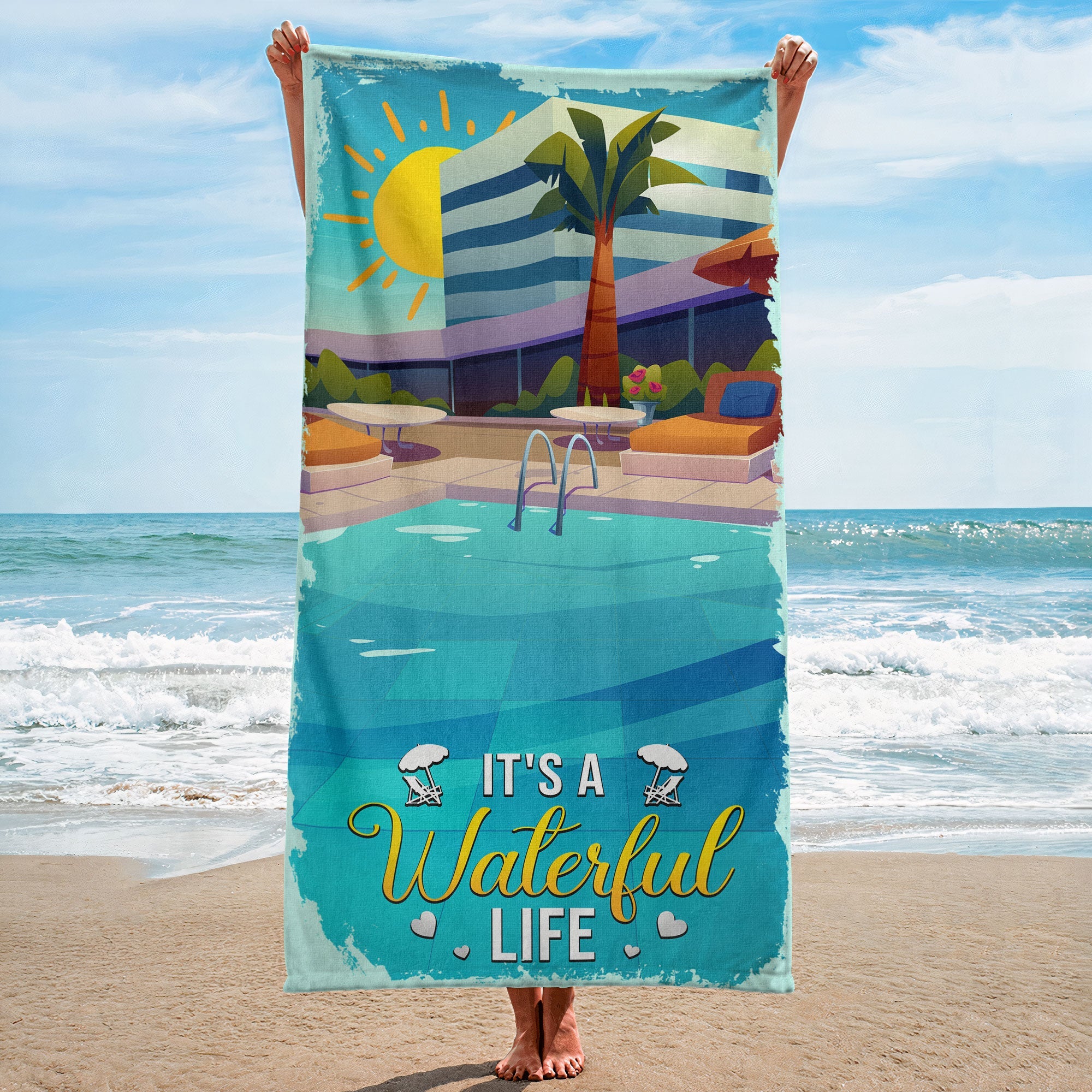 It's Waterful Life - Personalized Beach Towel