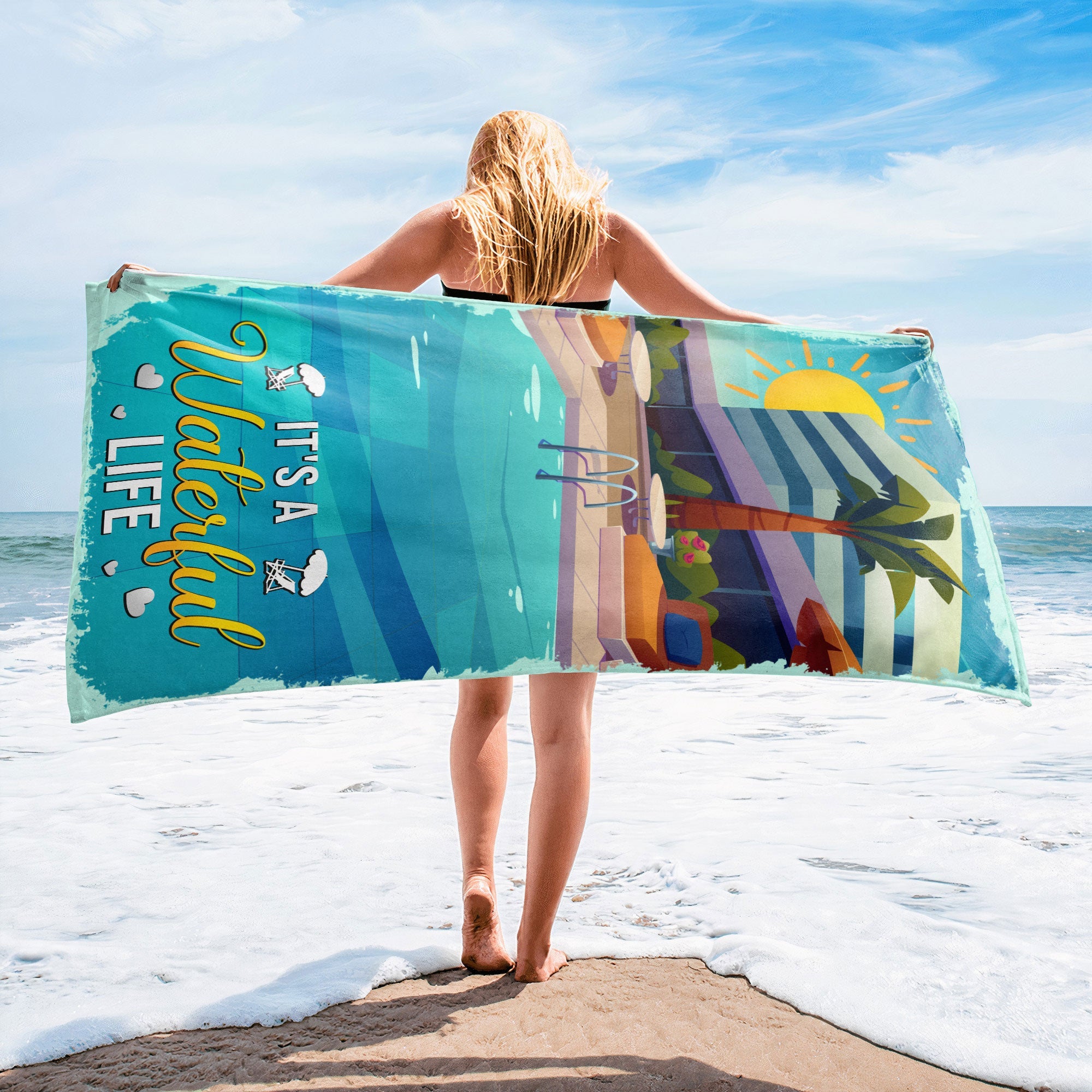 It's Waterful Life - Personalized Beach Towel