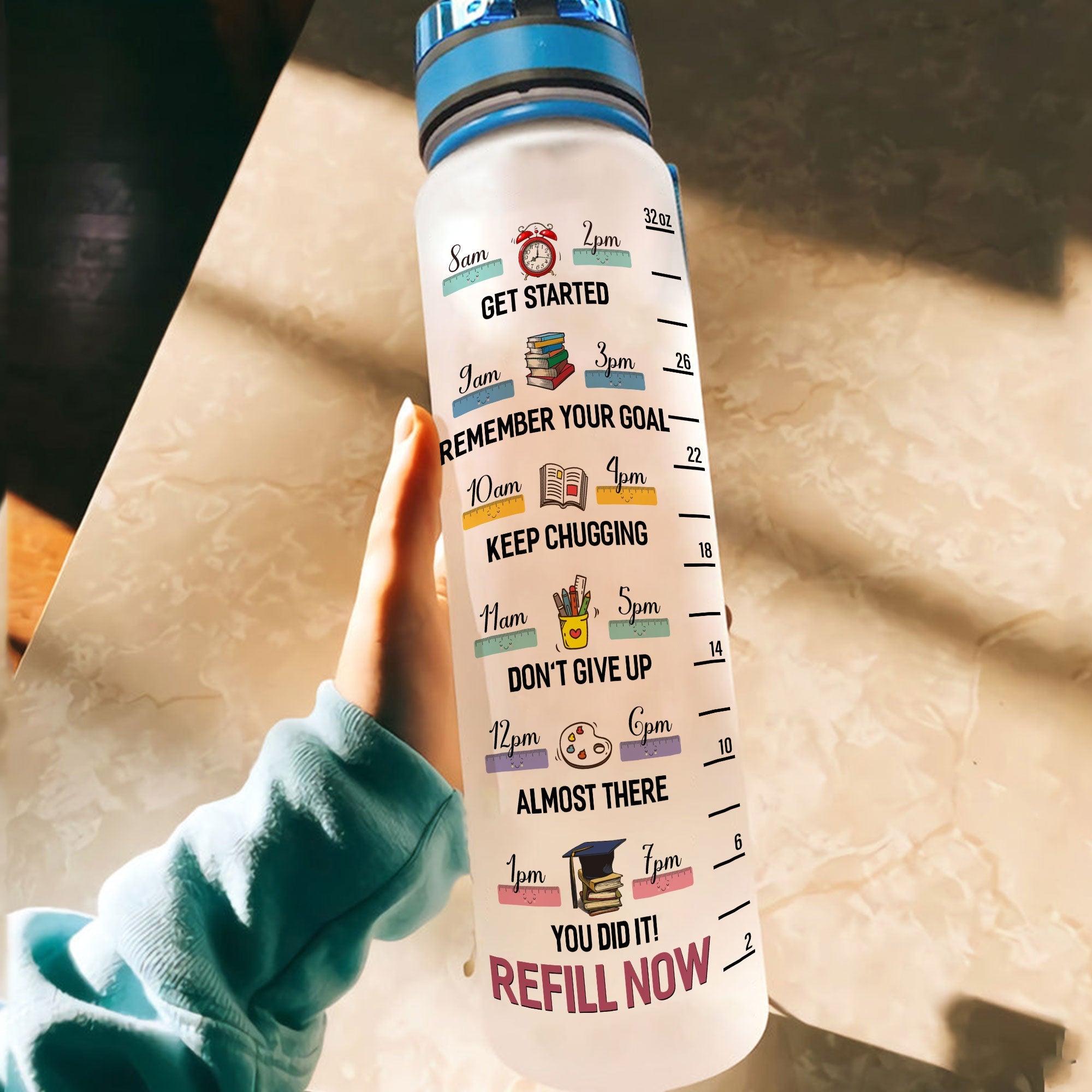 Just A Girl With Goals - Personalized Water Bottle With Time Marker