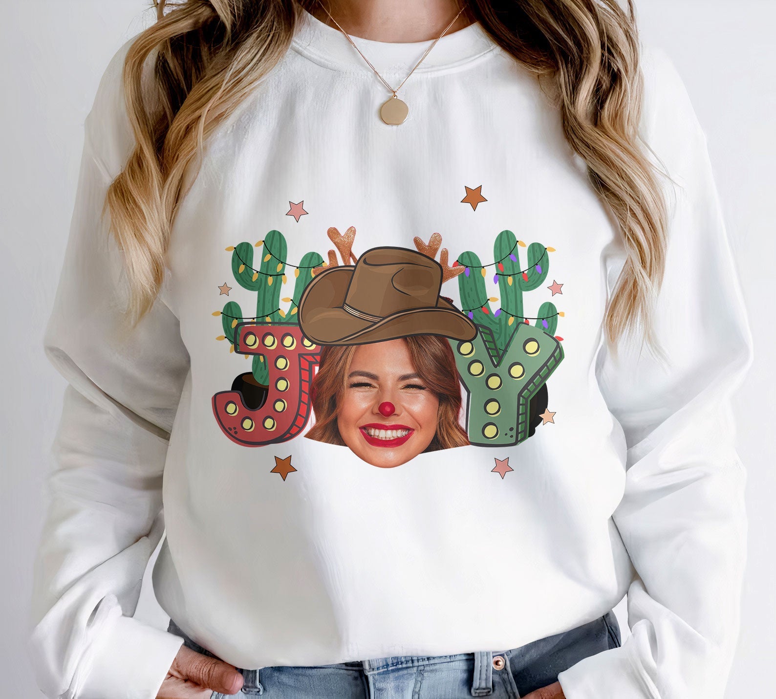 Joy Western Santa Christmas - Personalized Photo Shirt