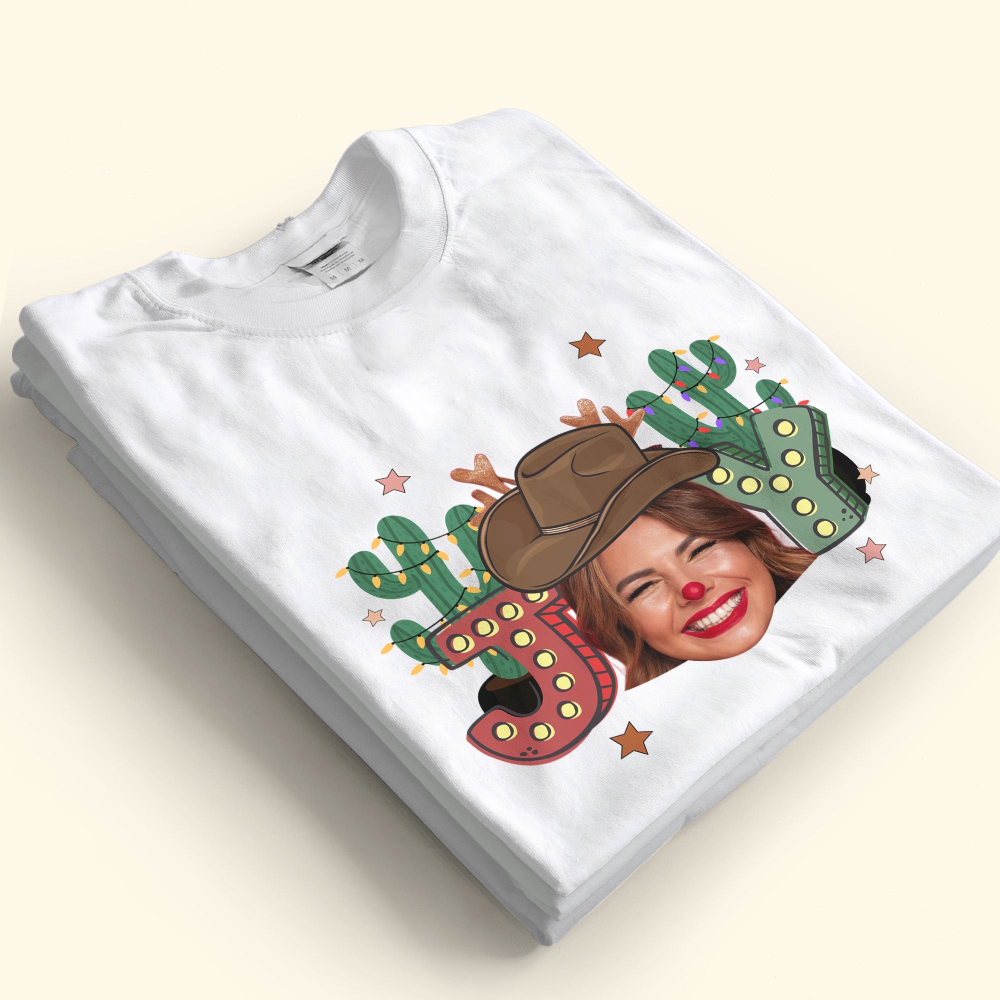 Joy Western Santa Christmas - Personalized Photo Shirt