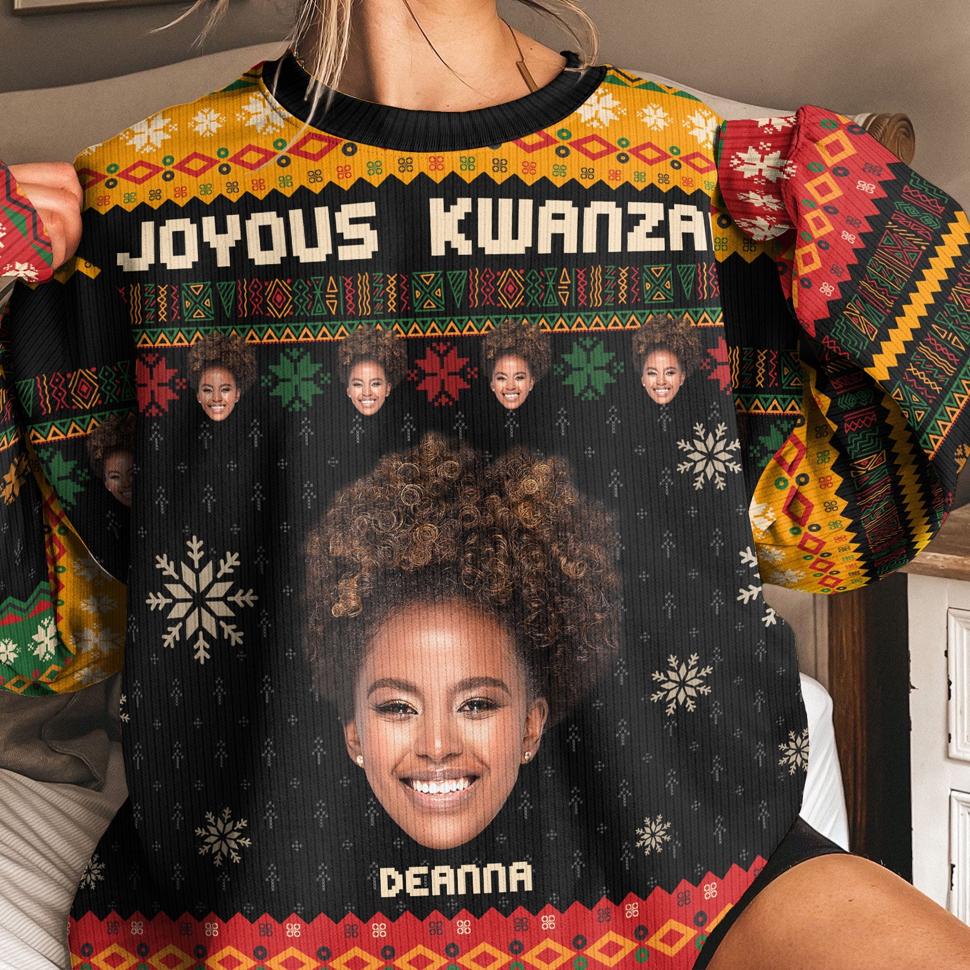 Joyous Kwanzaa - Personalized Photo Ugly Sweater