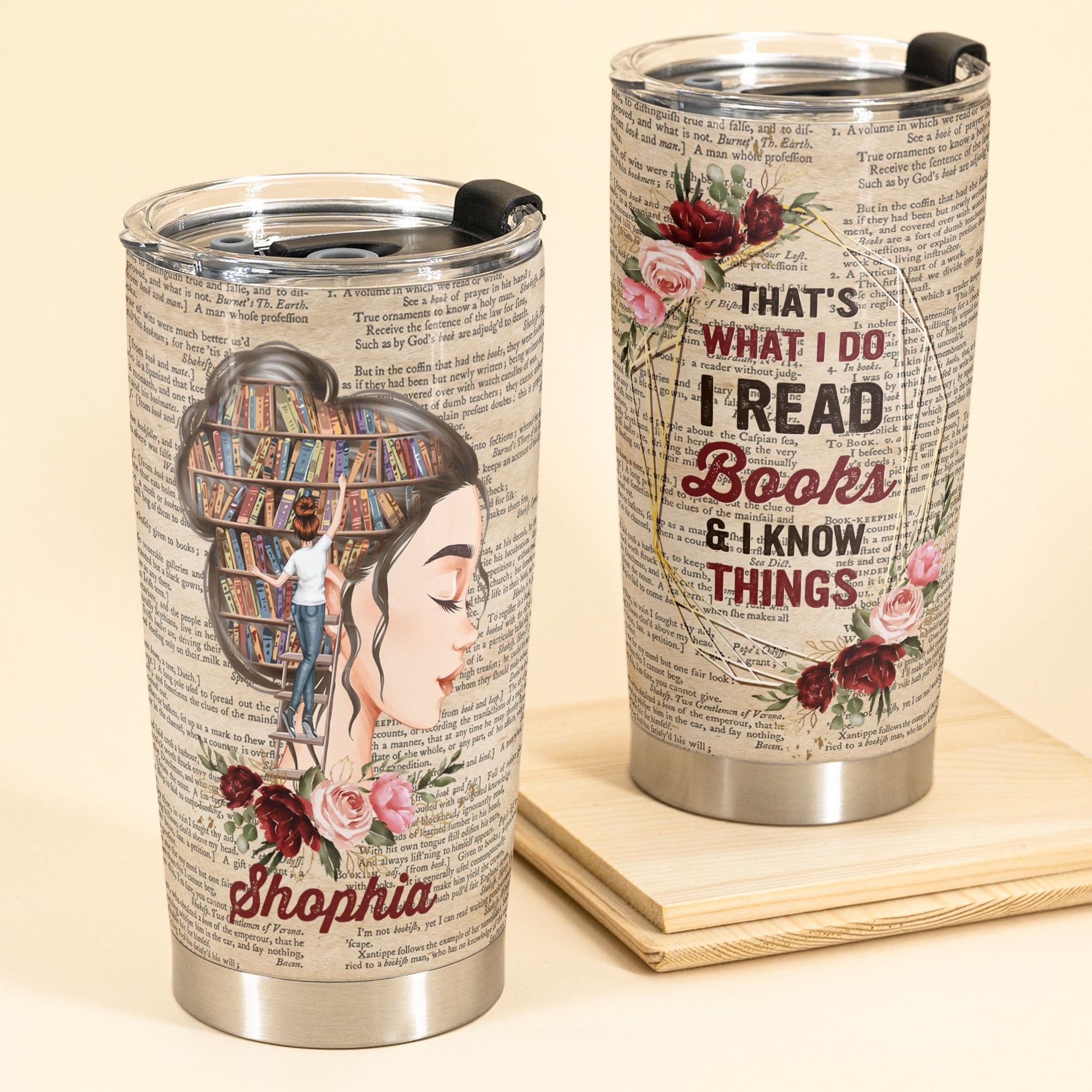 Just A Girl In Love With Books - Personalized Tumbler Cup - Birthday Gift For Book Lover